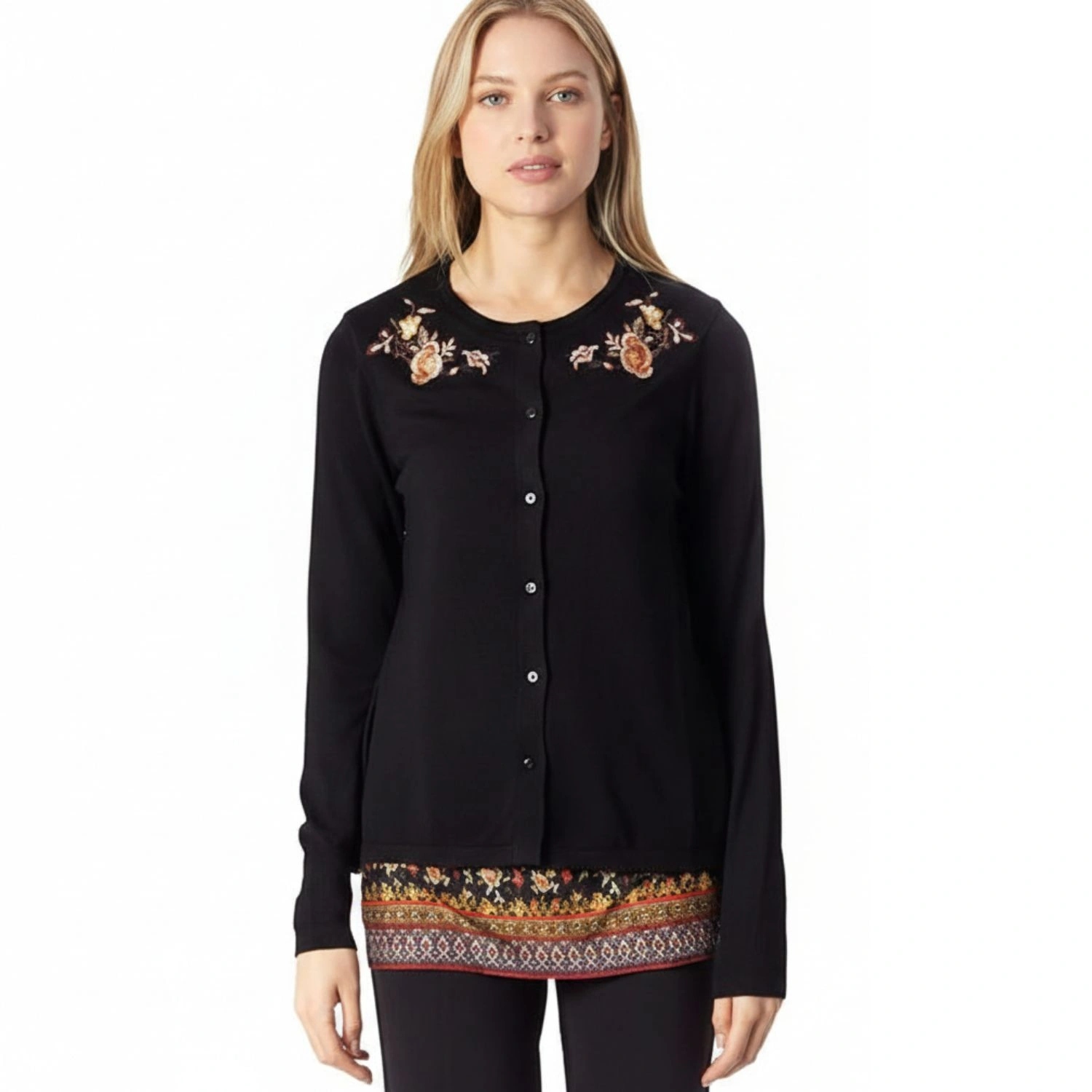 Dámský svetr Desigual Praha rozepínací kardigan černý s tunikou vel.