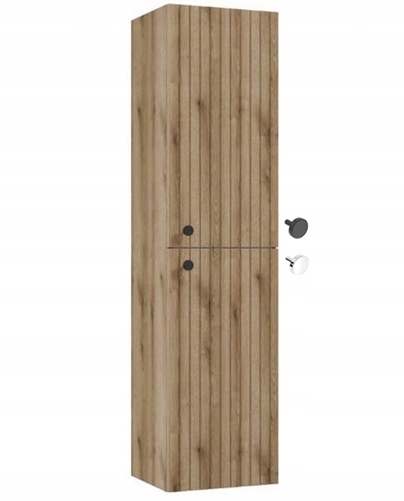 Słupek łazienkowy szafka lamele wisząca ryflowana praktyczna 140x35 cm dąb