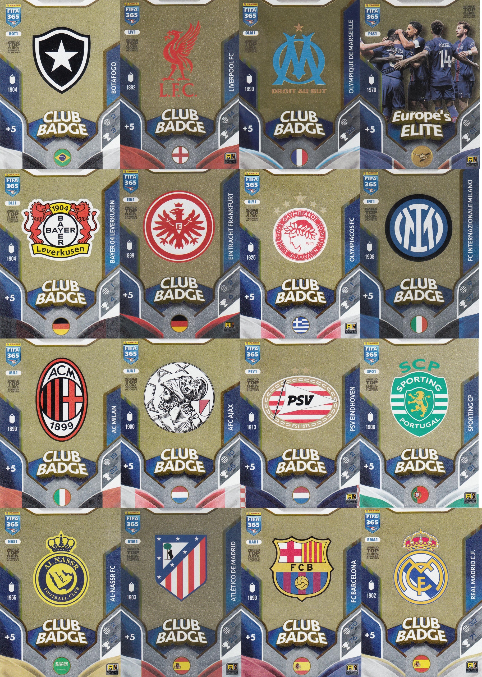 Karty Kolekcjonerskie Fifa 365 2026 Panini Club Badge Europe Elite Komplet