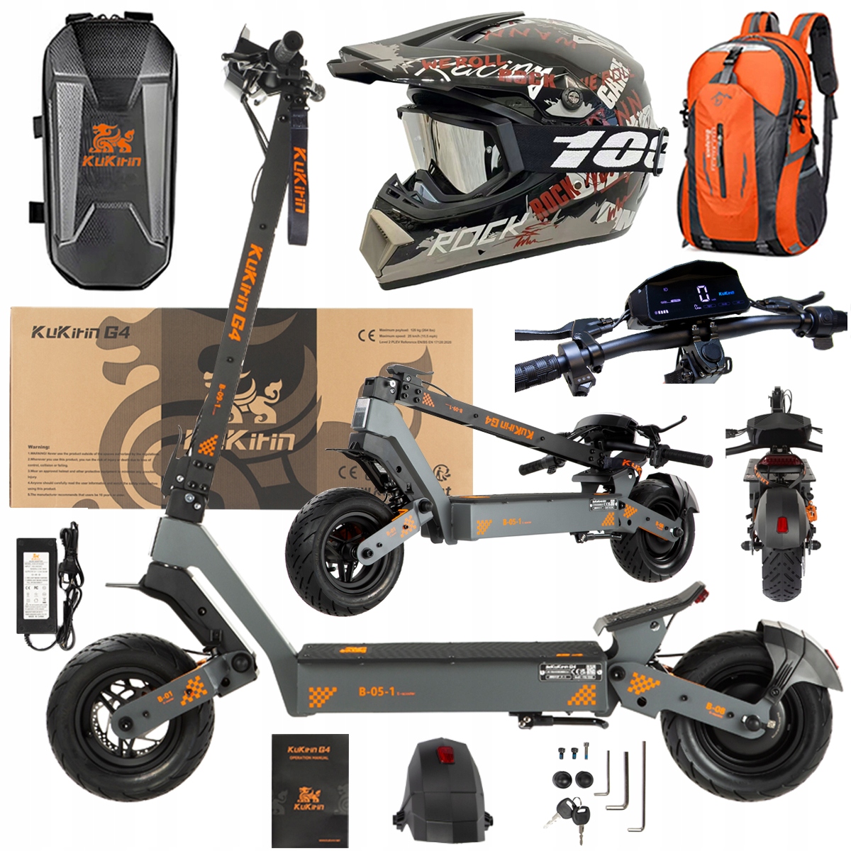 KuKirin G4 Skládací elektrická vozidla 2000W 70KM/H 60V 20Ah 75km Dárek