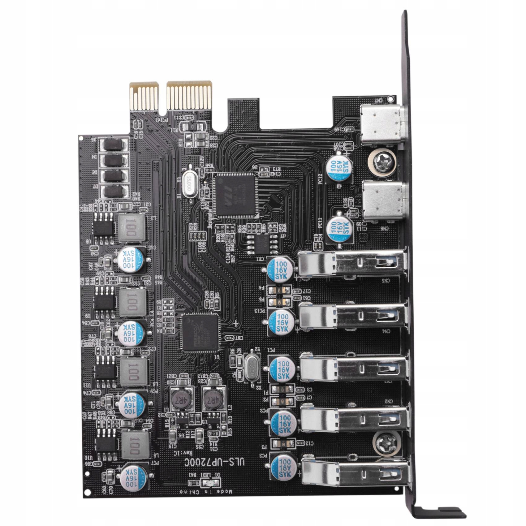 7-portový adaptér Pci-e Usb 3.2 (2 x Usb-c 5 x Usb-a)