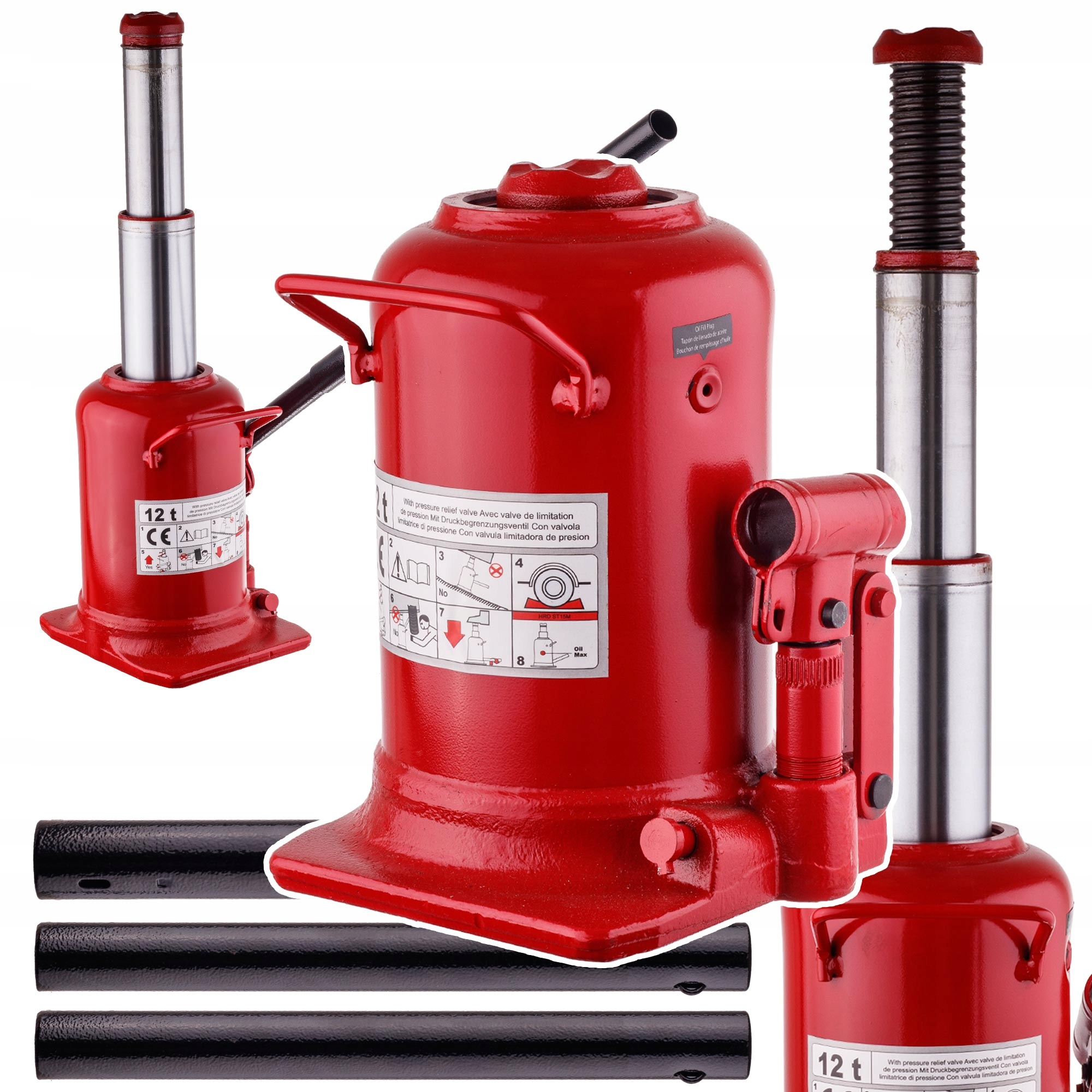 Dvojstupňový Hydraulický Slupový Zdvihák 12 Ton, Hydraulický, S Dvojstupňovou Lištou