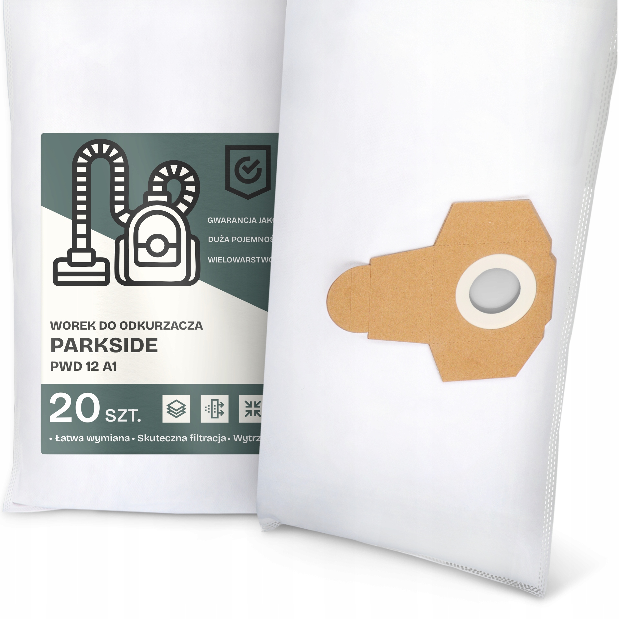 20 x Sáček do Vysavače Parkside Pwd 12 A1 Syntetický Textilní Velký G9