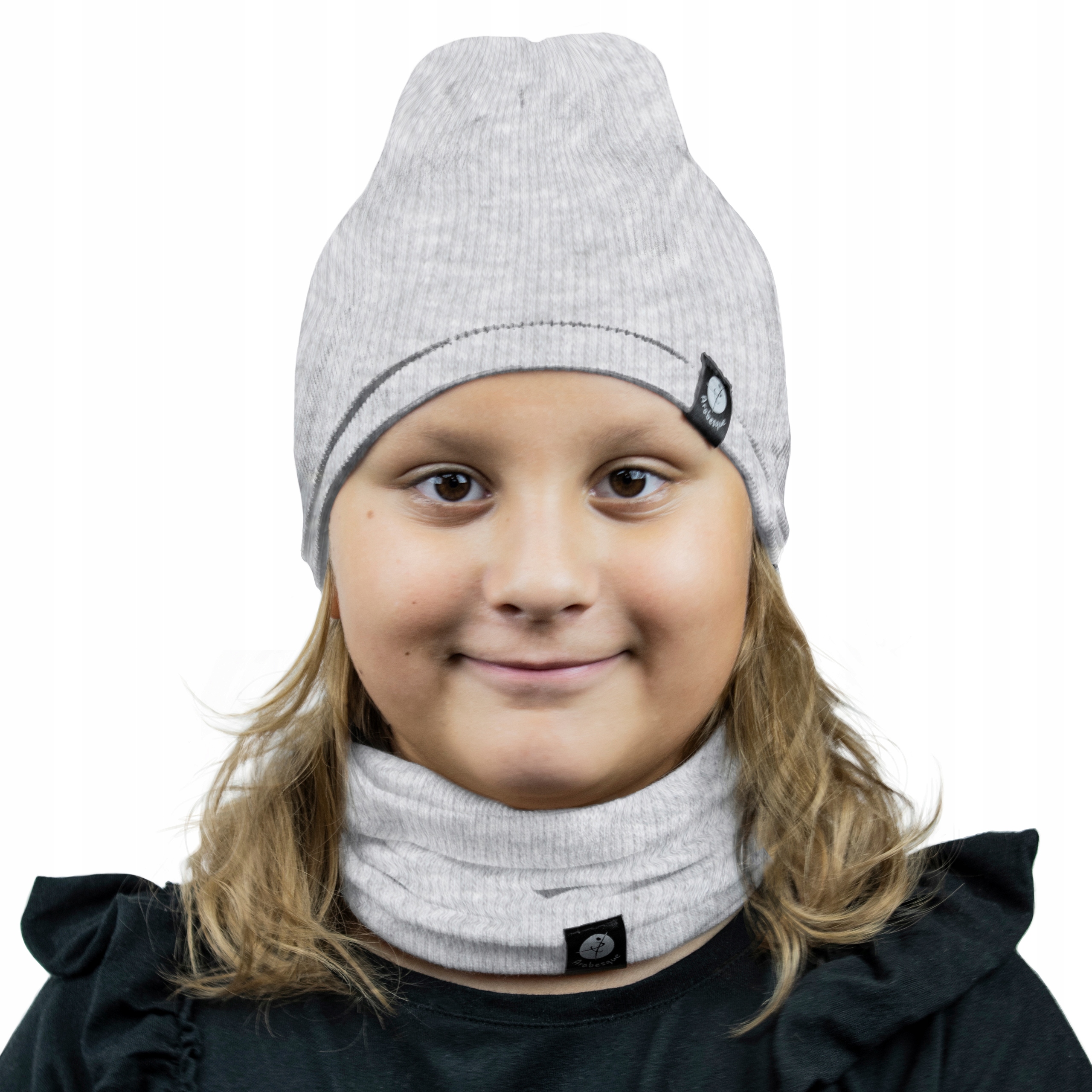 

Bawełniany Komplet Czapka Komin 52 - 58 CM Szary