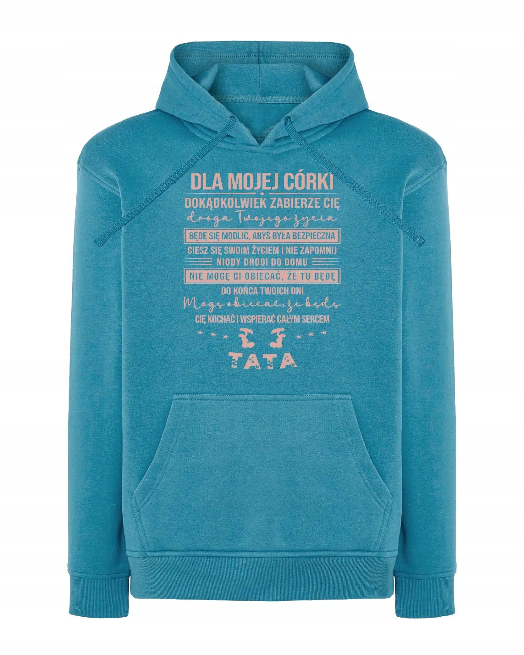 Mikina s kapucí pro dceru Láska rodiče Personalizovaná Světle modrá M