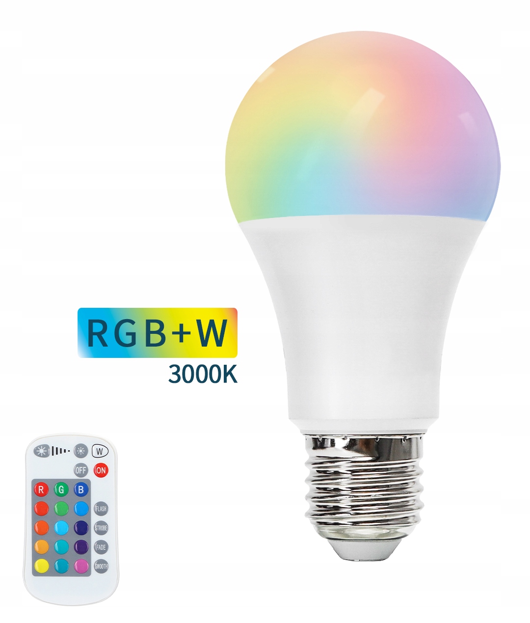 

Żarówka Led E27 A60 8W Rgb+ww Rgbw z pilotem Ir