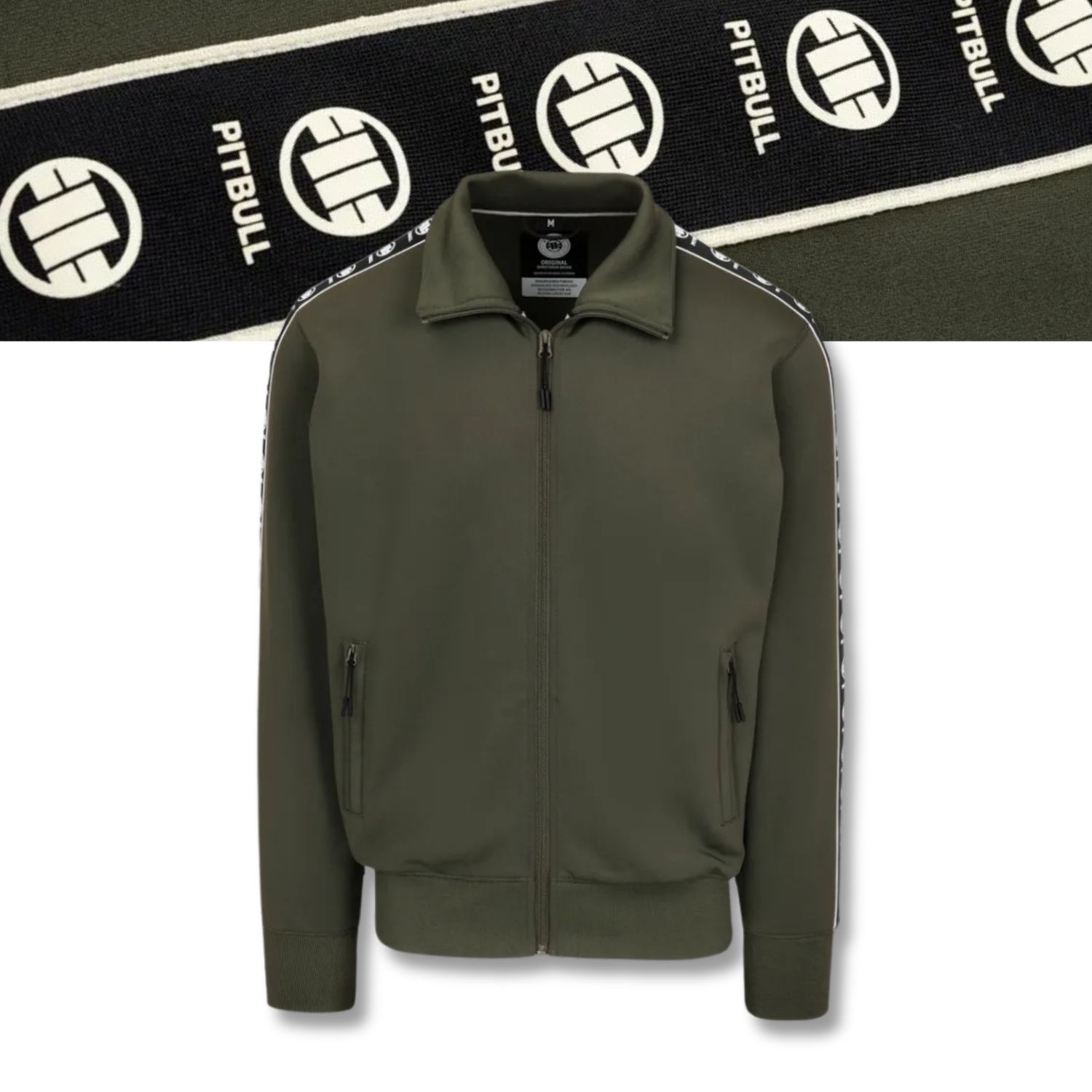 Pánská Rozepínací mikina Pitbull Oldschool Powers lampasy hladká matná L