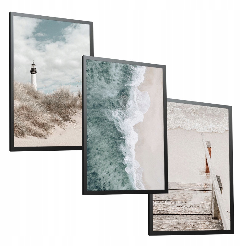 Moře Maják Písek Sada 3 plakátů 50x70 do obývacího pokoje ložnice
