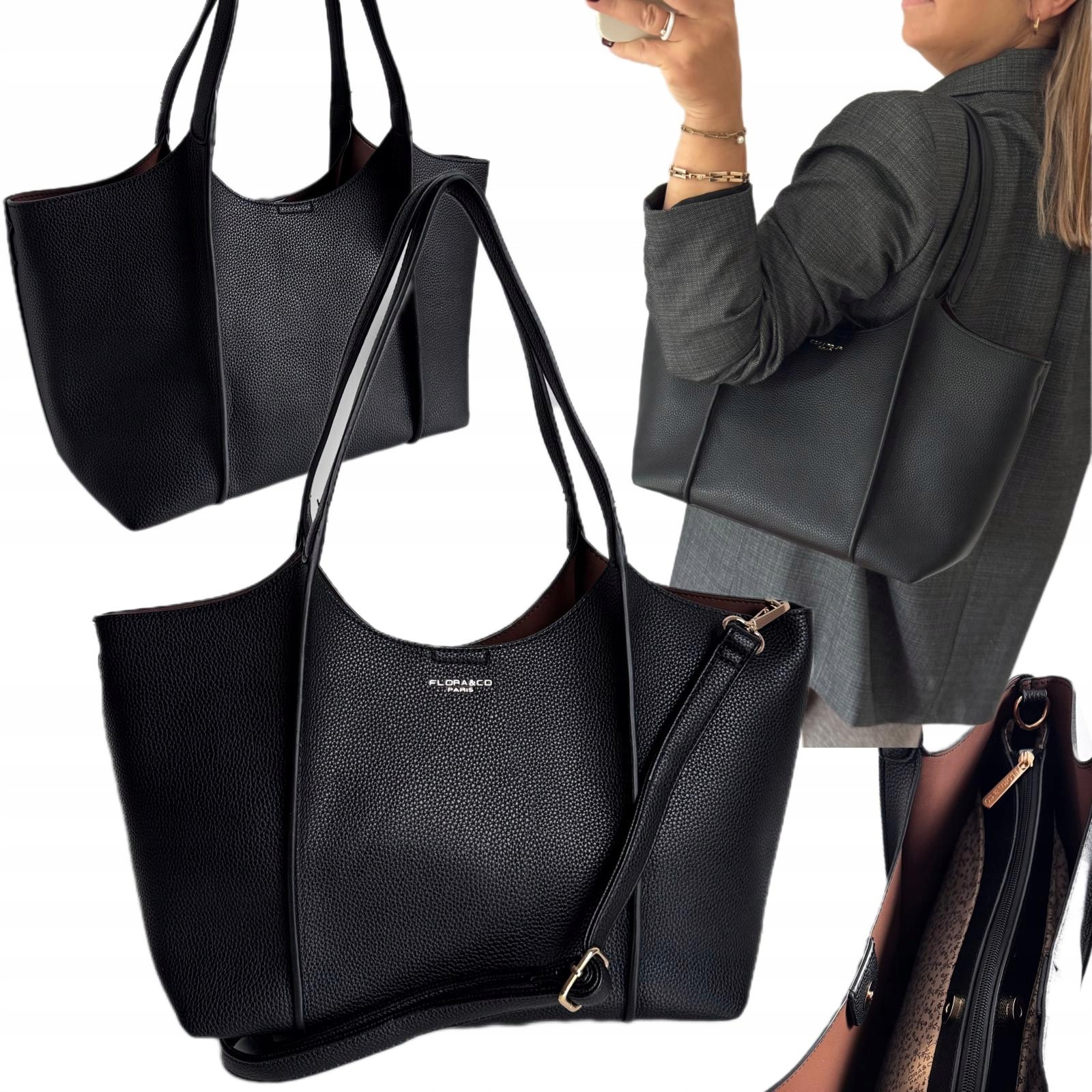 Dámská Kabelka Flora&co Shopper Eco Kůže Černá Podzim Studia Škola