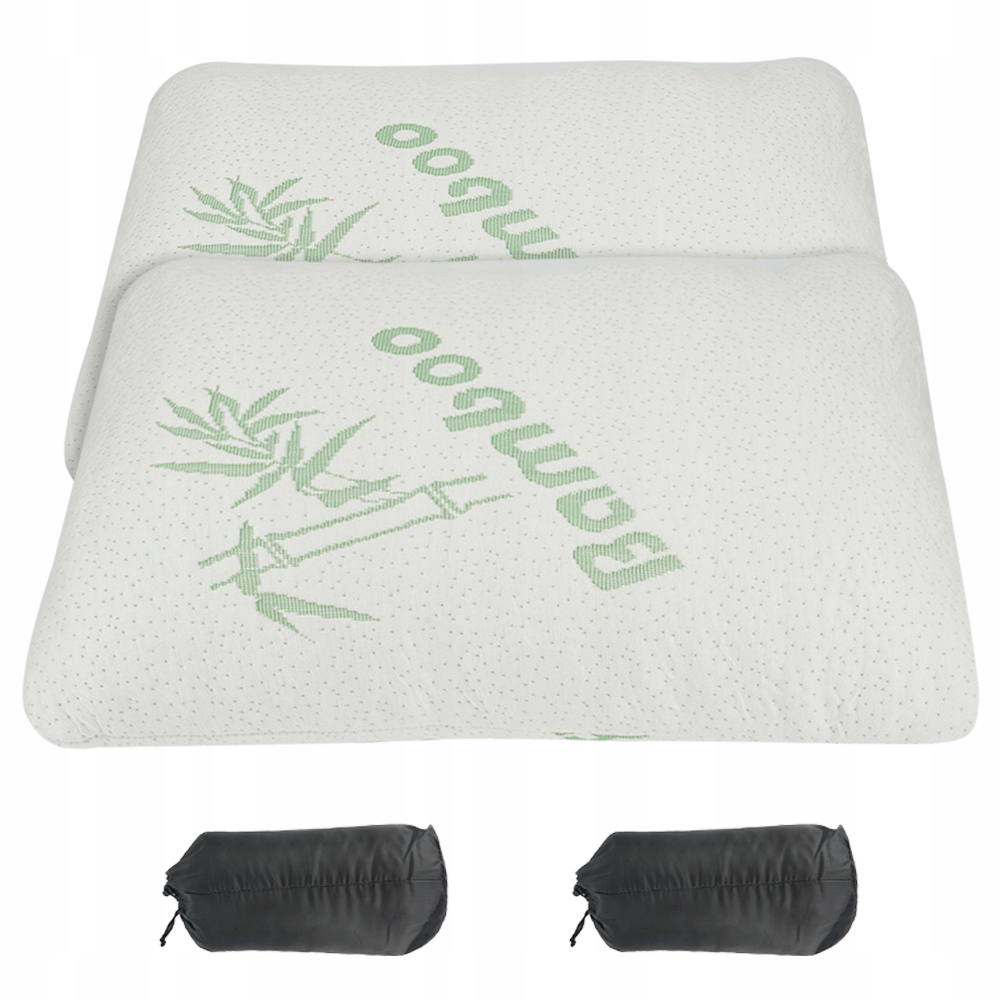 2 x Polštář Memory Foam s odnímatelným povlakem z bambusového vlákna pro kempování