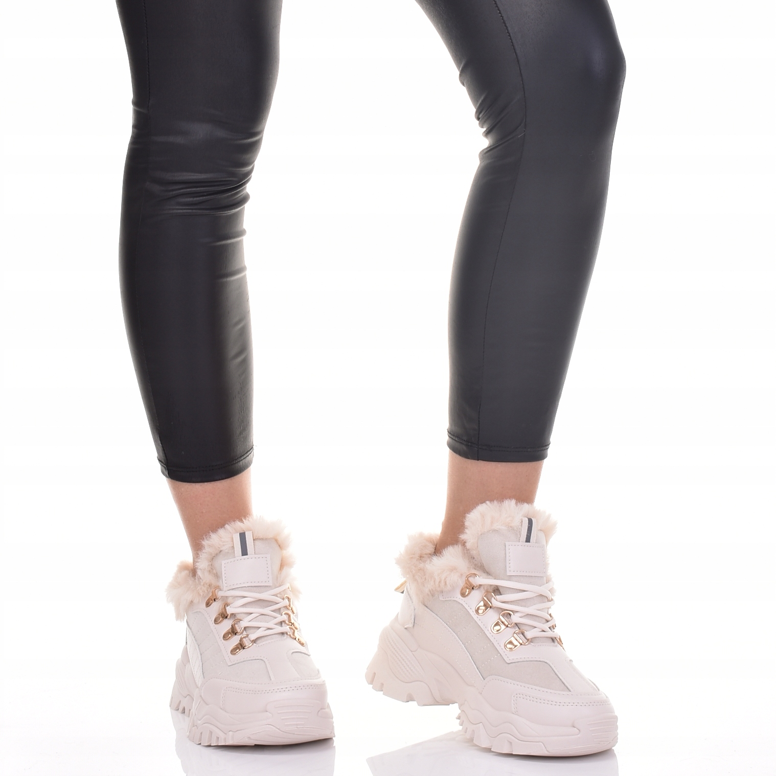 ŚNIEGOWCE OCIEPLANE BEŻOWE SOLIDNE NA PLATFORMIE FUTERKO SZNUROWANE Oryginalne opakowanie producenta pudełko