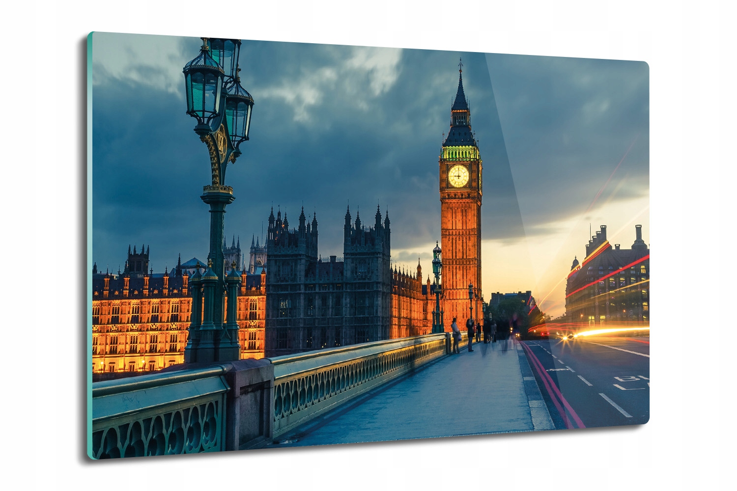 Kuchyňská skleněná deska na krájení Protiskluzová 80x52 Věž Big Ben most