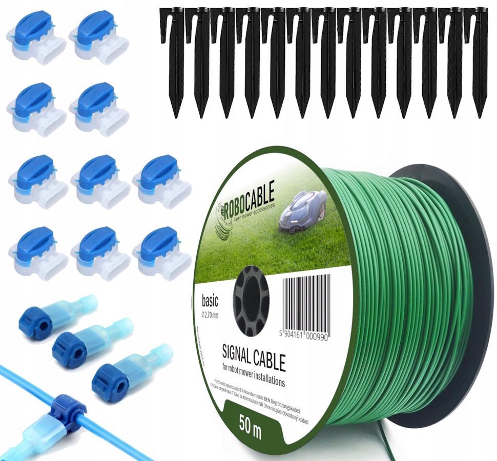 Kabel pro omezení robotické sekačky Sada 50 m Špendlíky Robocable