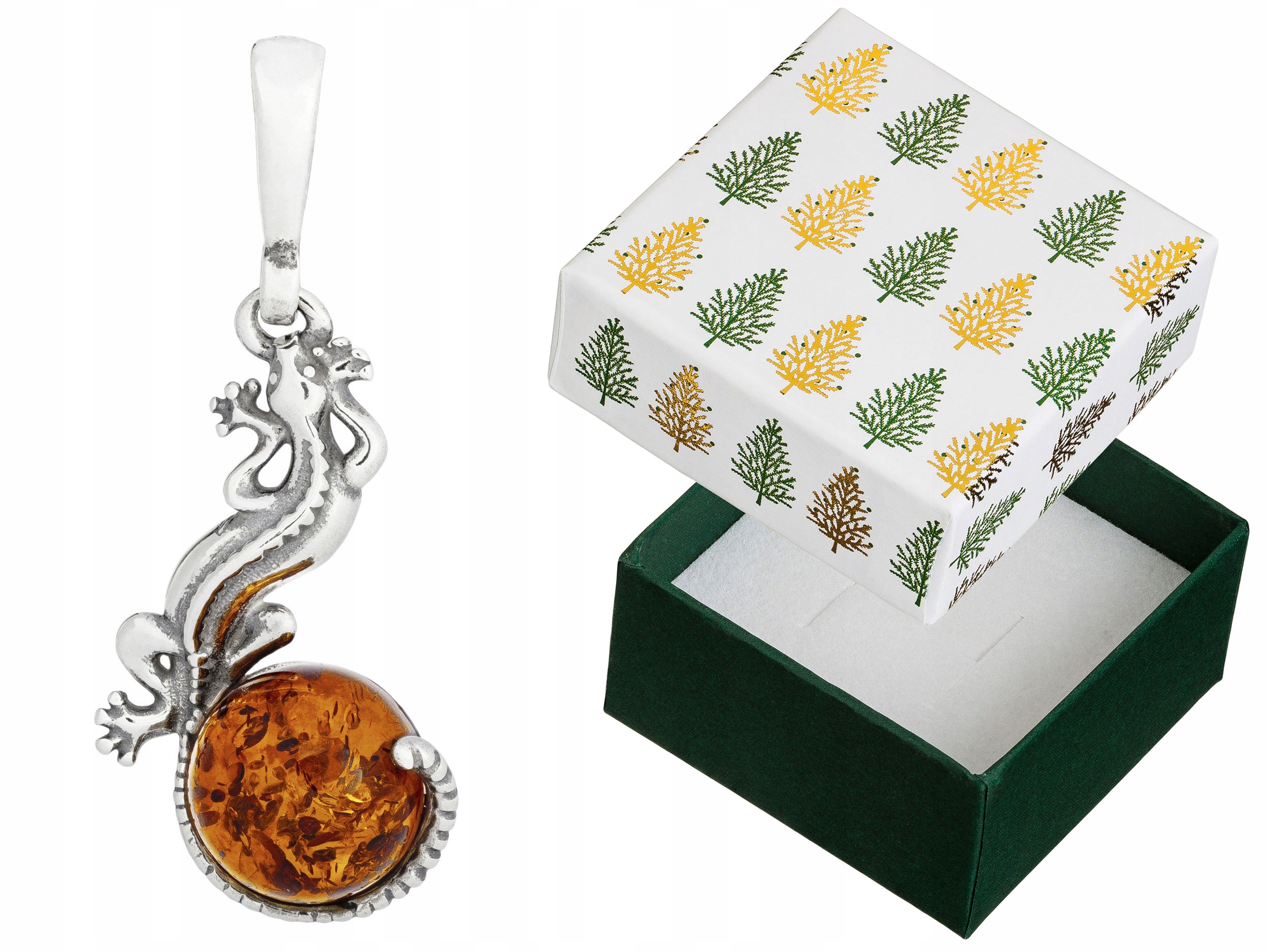 Stříbrný Přívěsek Ještěrka s jantarem Dámský oxidovaný přívěsek Stříbro