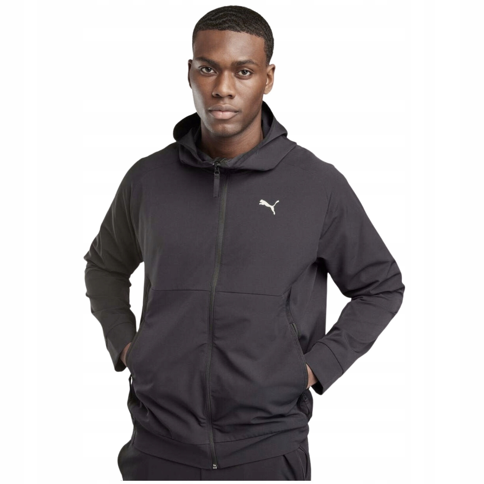 Pánská mikina Puma Tech s kapucí, rozepínací, černá, sportovní, tremoaktivní