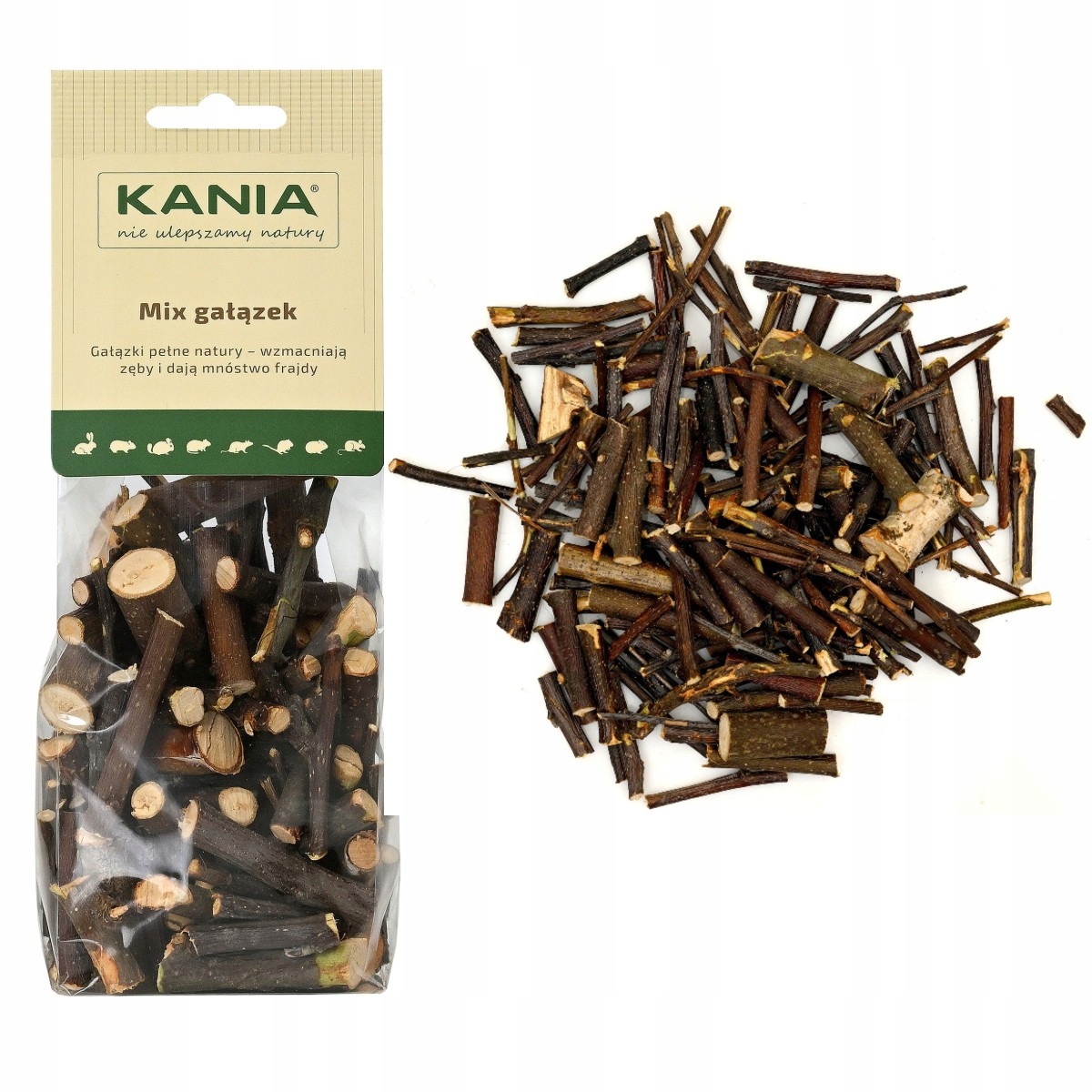 Levně Kania MIX Větviček Jabloň Lipa Bříza Přírodní Pamlsek Kousátka 150 g