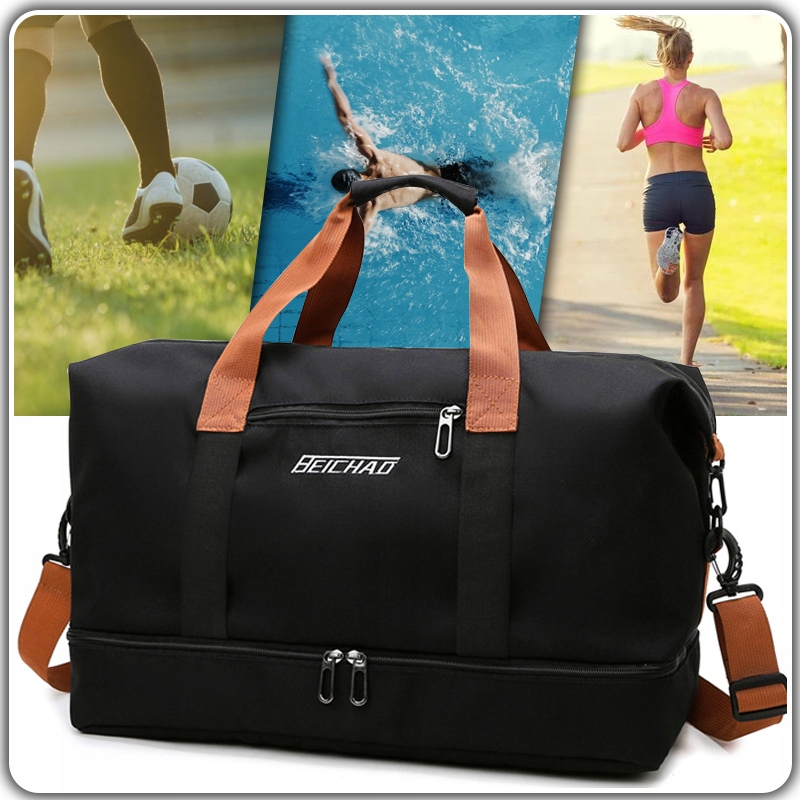 DAMSKA MĘSKA TORBA PODRÓŻNA SPORTOWA BAGAŻ DO JOGI NA SIŁOWNIĘ NA RAMIĘ 30L Szerokość (dłuższy bok) 46 cm