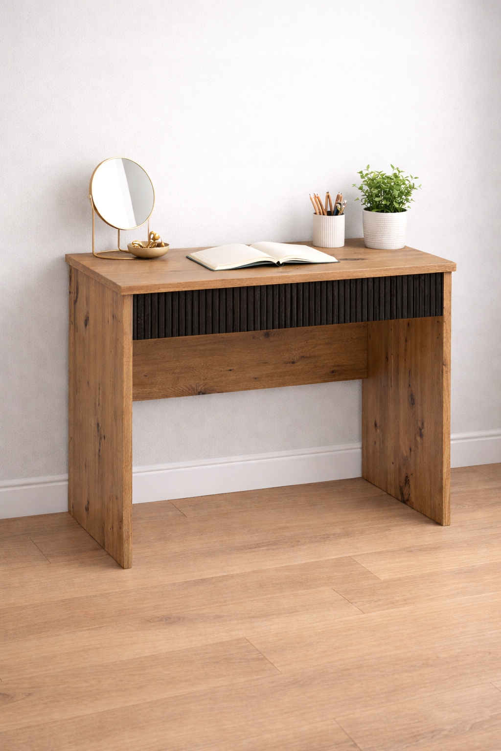 školní stůl toaletní stolek rýhovaný 80 cm dub artisan černá matná barva