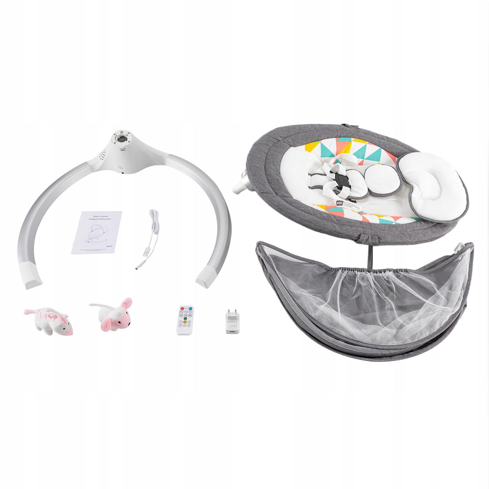 Elektryczny zdalnie sterowany bujaczek dla niemowląt Auto-Swing Wysokość produktu 75 cm