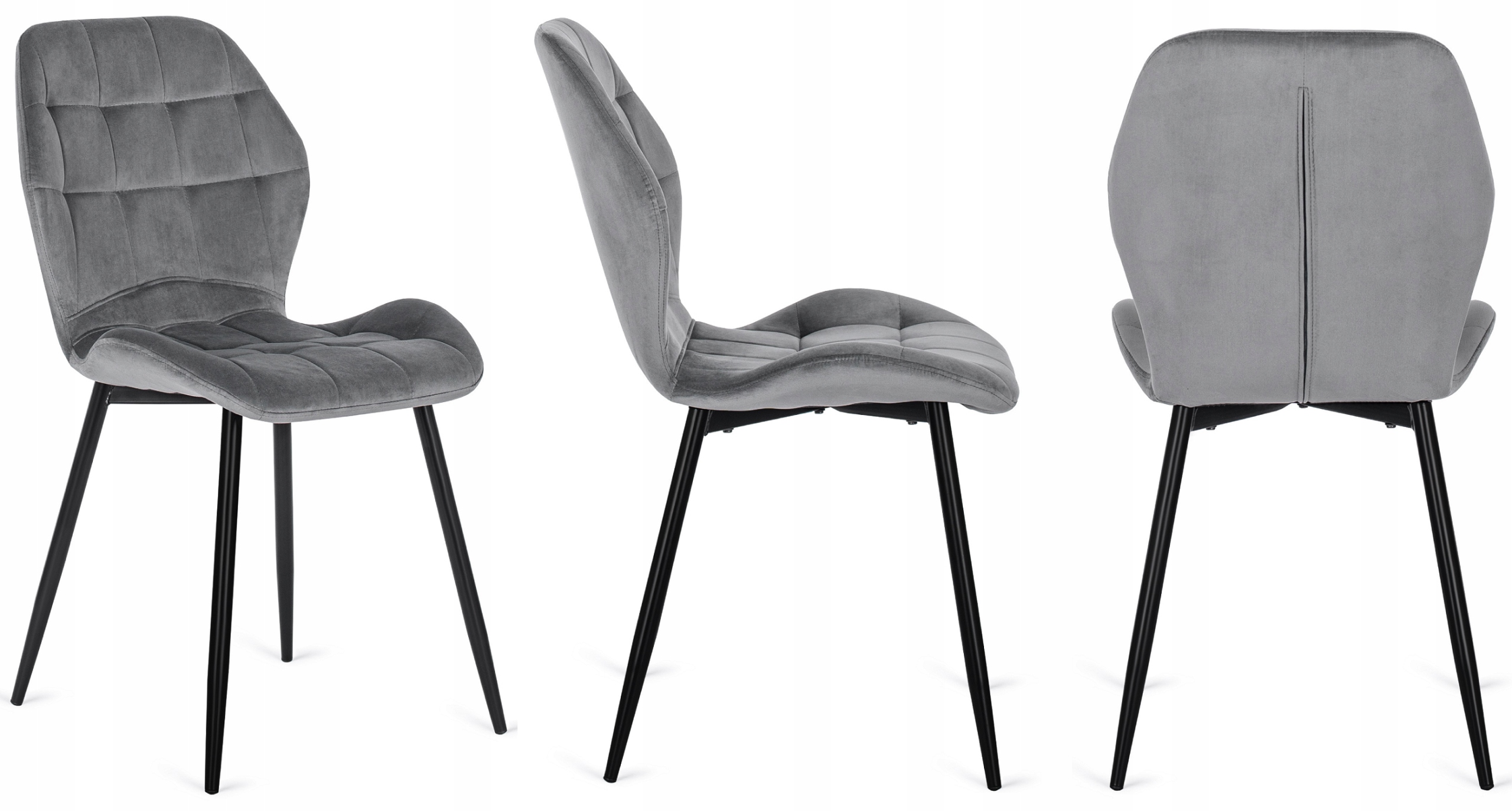 Krzesło Tapicerowane Welurowe Do Salonu Jadalni Toaletki Loft LUCKY Szare Głębokość siedziska 40 cm