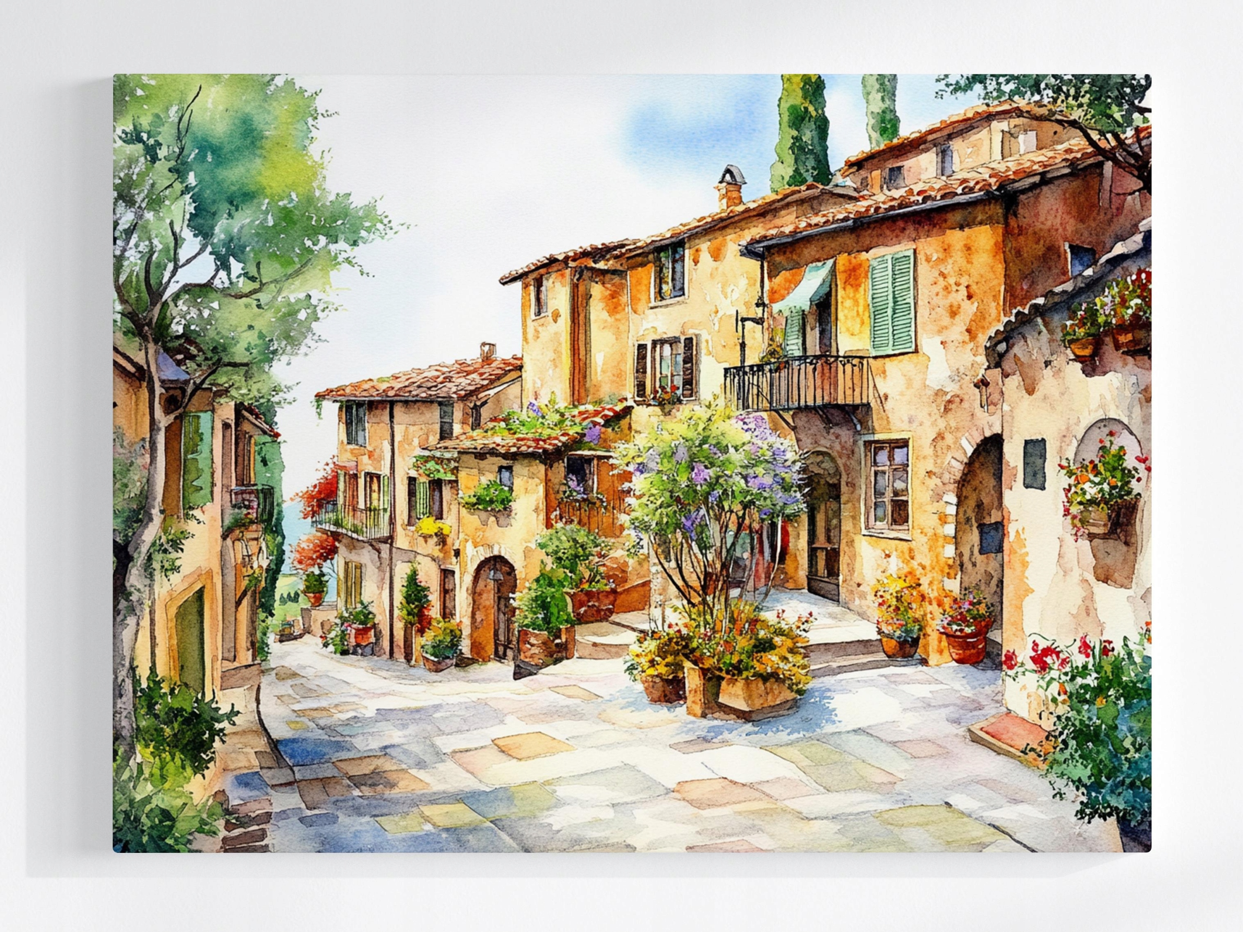Obraz Na Plátně Canvas Toskánsko Ulice Květiny Itálie Městečko 80x60