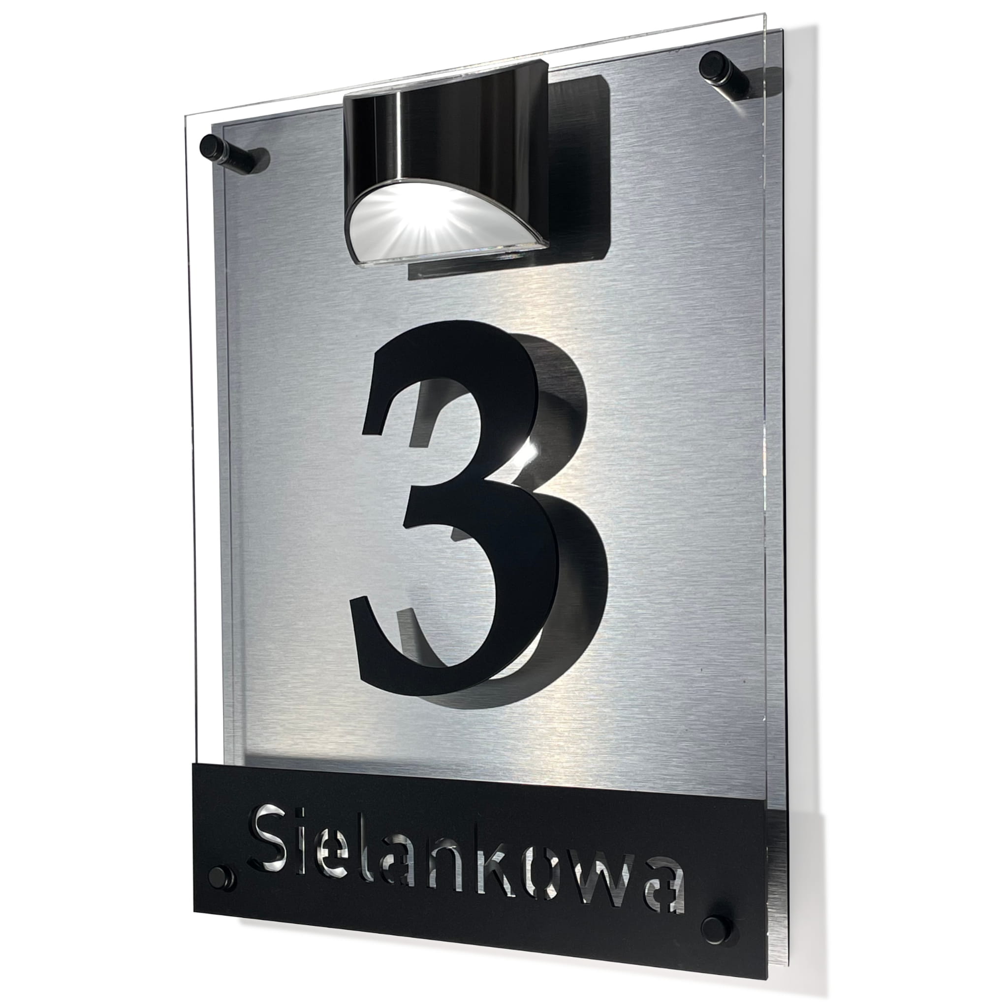 Tabulka s číslem domu, podsvícená solární adresní tabule s č. domu
