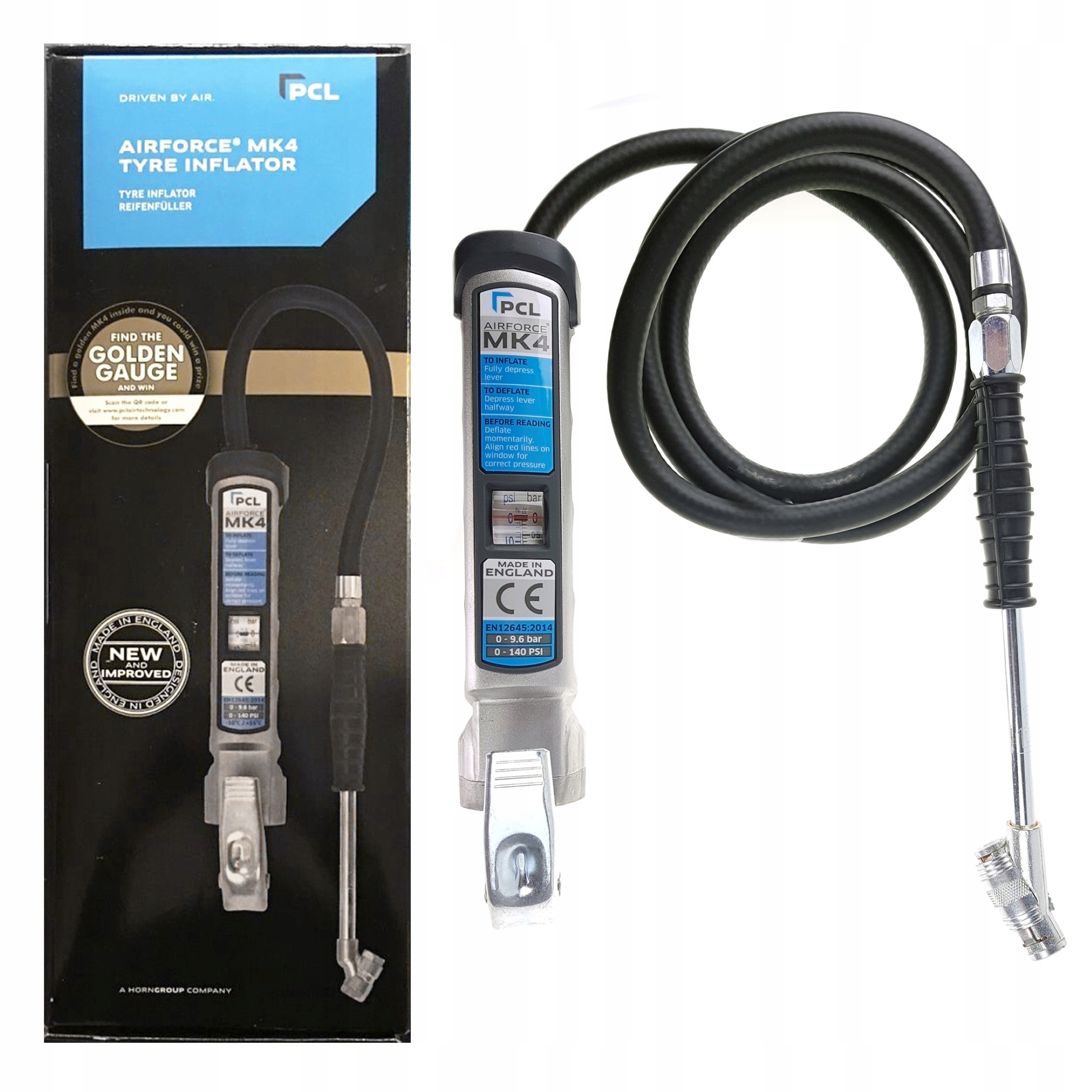 PISTOLET DO POMPOWANIA KÓŁ OPON AIRFORCE MK4 AFG4H05 9,6BAR / WĄŻ 1,8M PCL