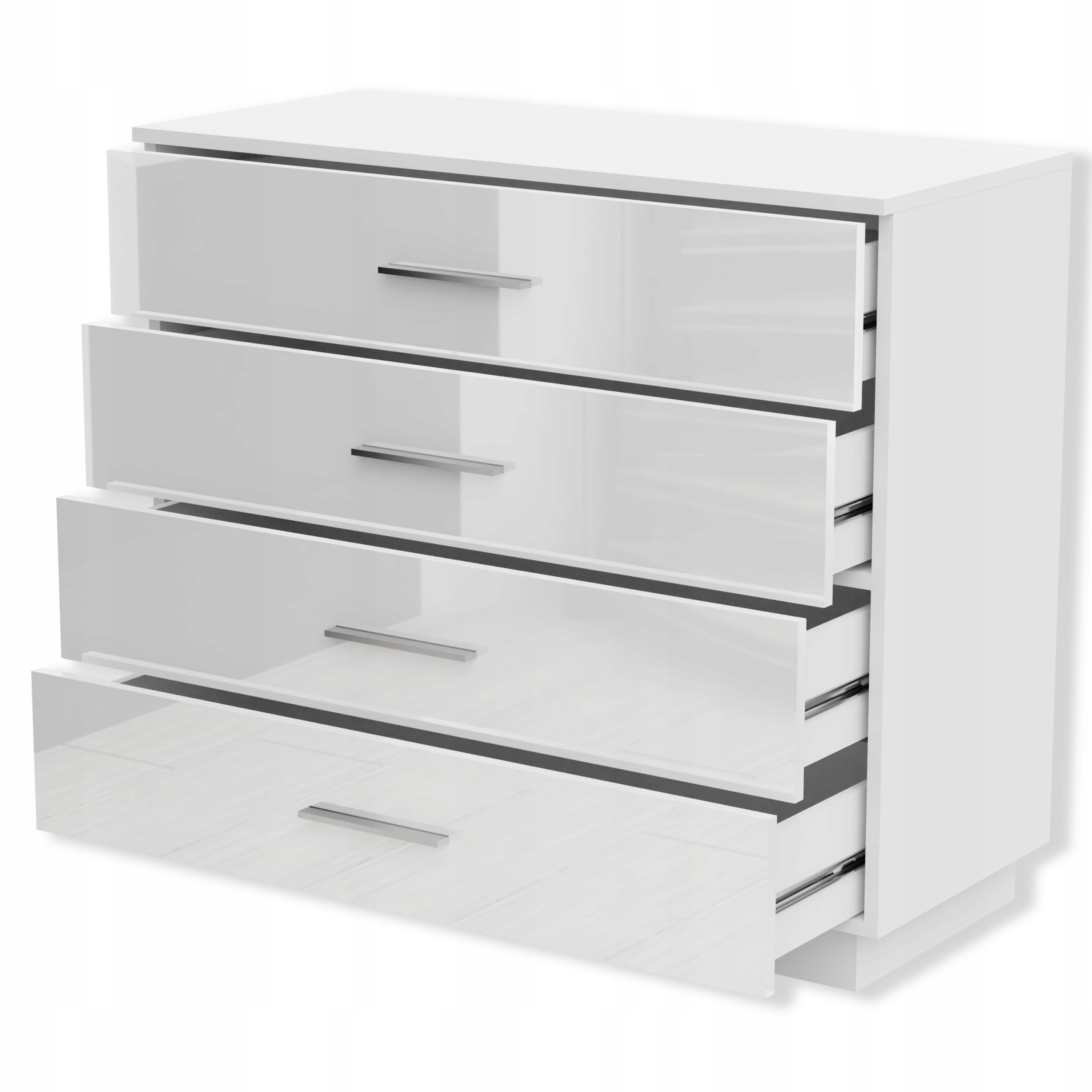 Komoda toaletka LINA uchwyt chrom biały POŁYSK LED Głębokość mebla 40 cm