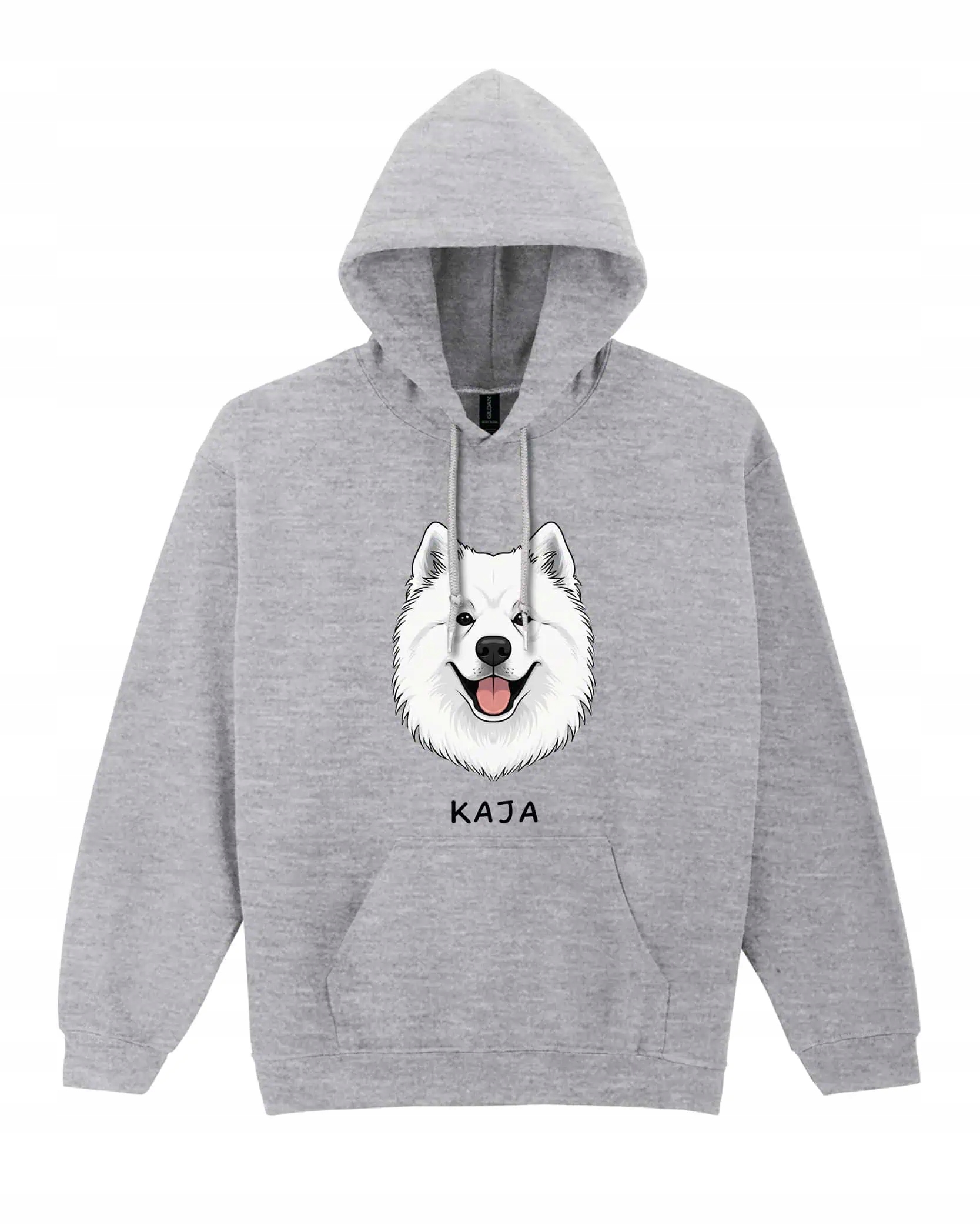 Mikina s kapucí Samojed Personalizovaná Pupil Pes Šedá XL
