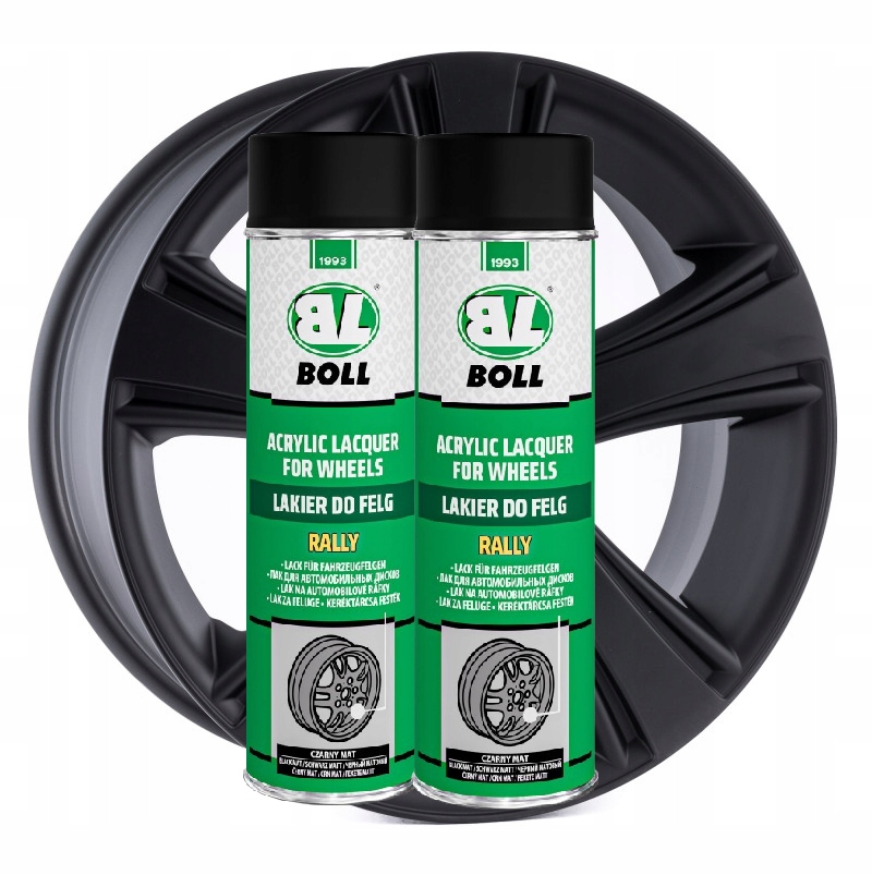 Lakier do felg samochodowych Rally- czarny matowy 2x500 ml Boll