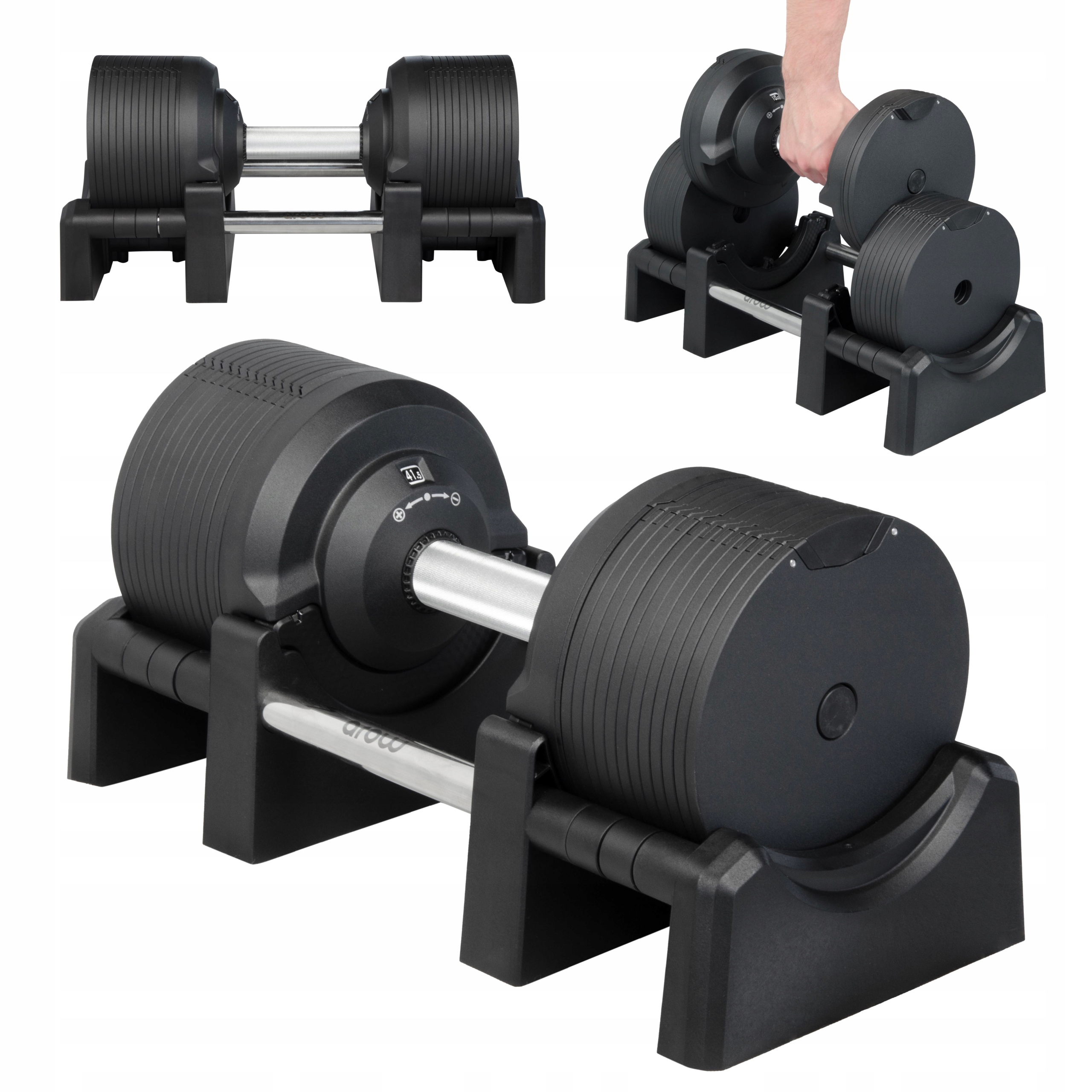 Hantla Regulowana 41,5kg Z Regulacją Co 1,5kg Sztangielka Czarna Premium