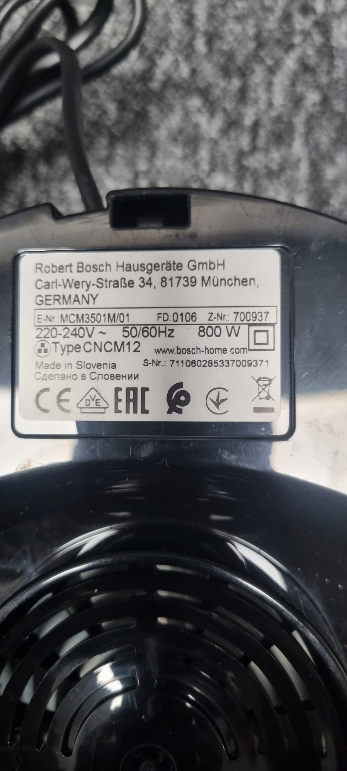 B359 Robot kuchenny Bosch MCM3501M OPIS!!!!!! Kolor dominujący srebrny/szary