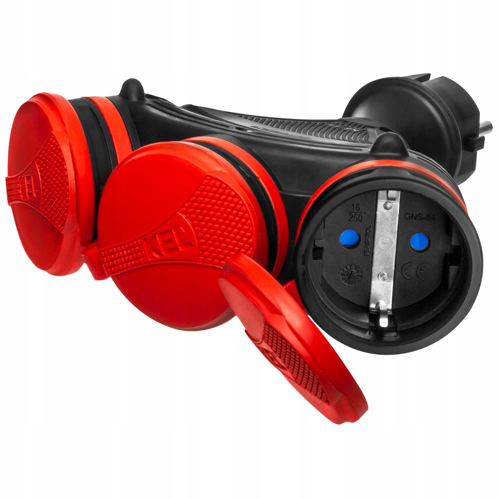 Rozbočka černo-červený R-X3/44S IP44 3×2P+Z 16A 250V Schuko