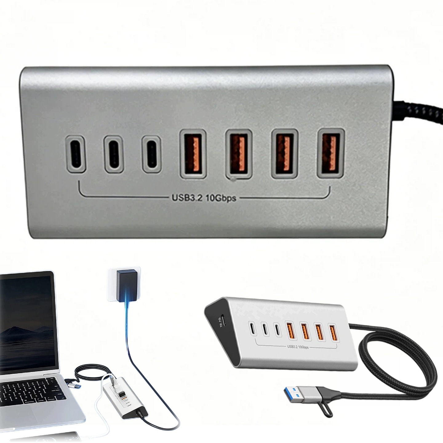 Aktivní Usb Hub 7 Portů Usb 3.2 10 Gb/s Rozdělovač 7v1