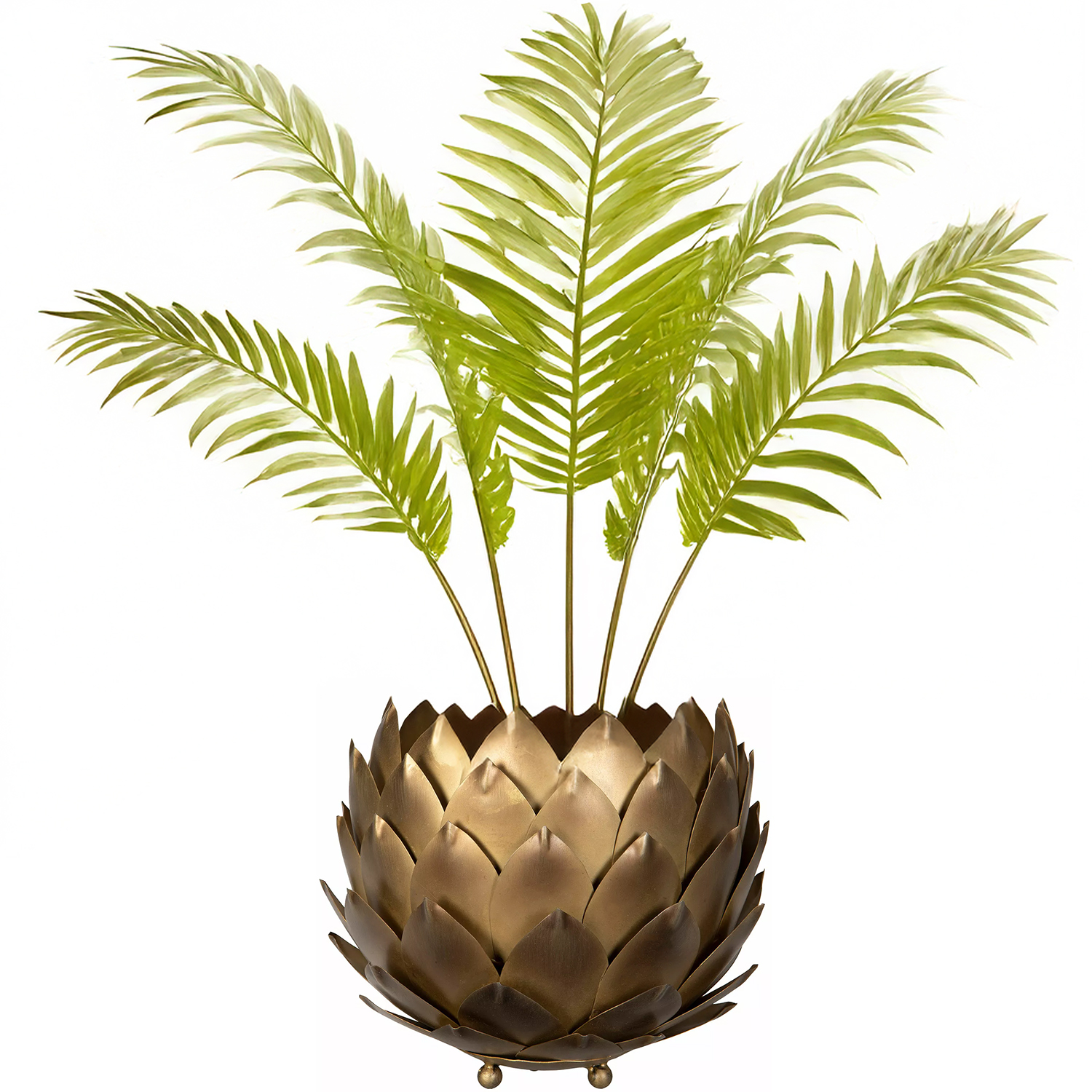 Květináč Zlatý Kovový Květ velký 20 cm šiška loftová krytka do obývacího pokoje