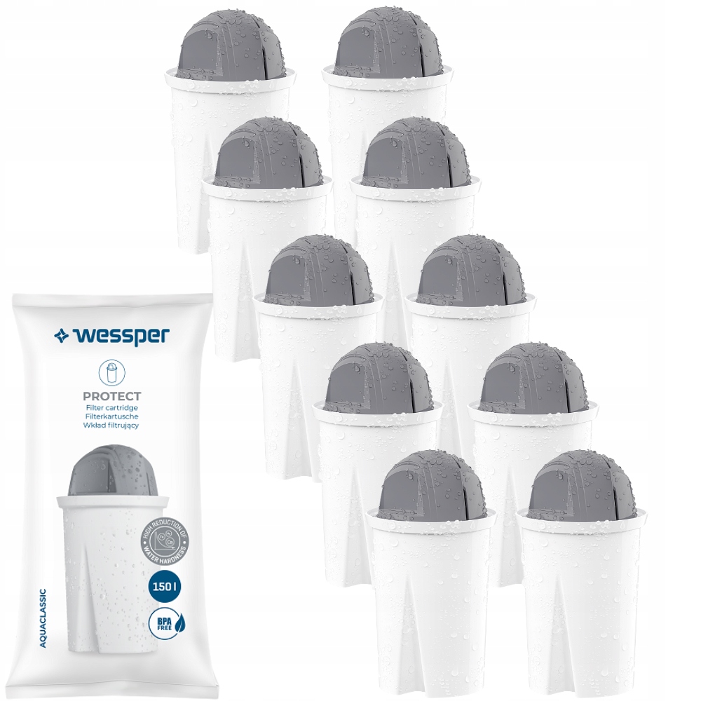 10x Filtr Do Twardej Wody Wessper AquaClassic Protect filtry do dzbanka