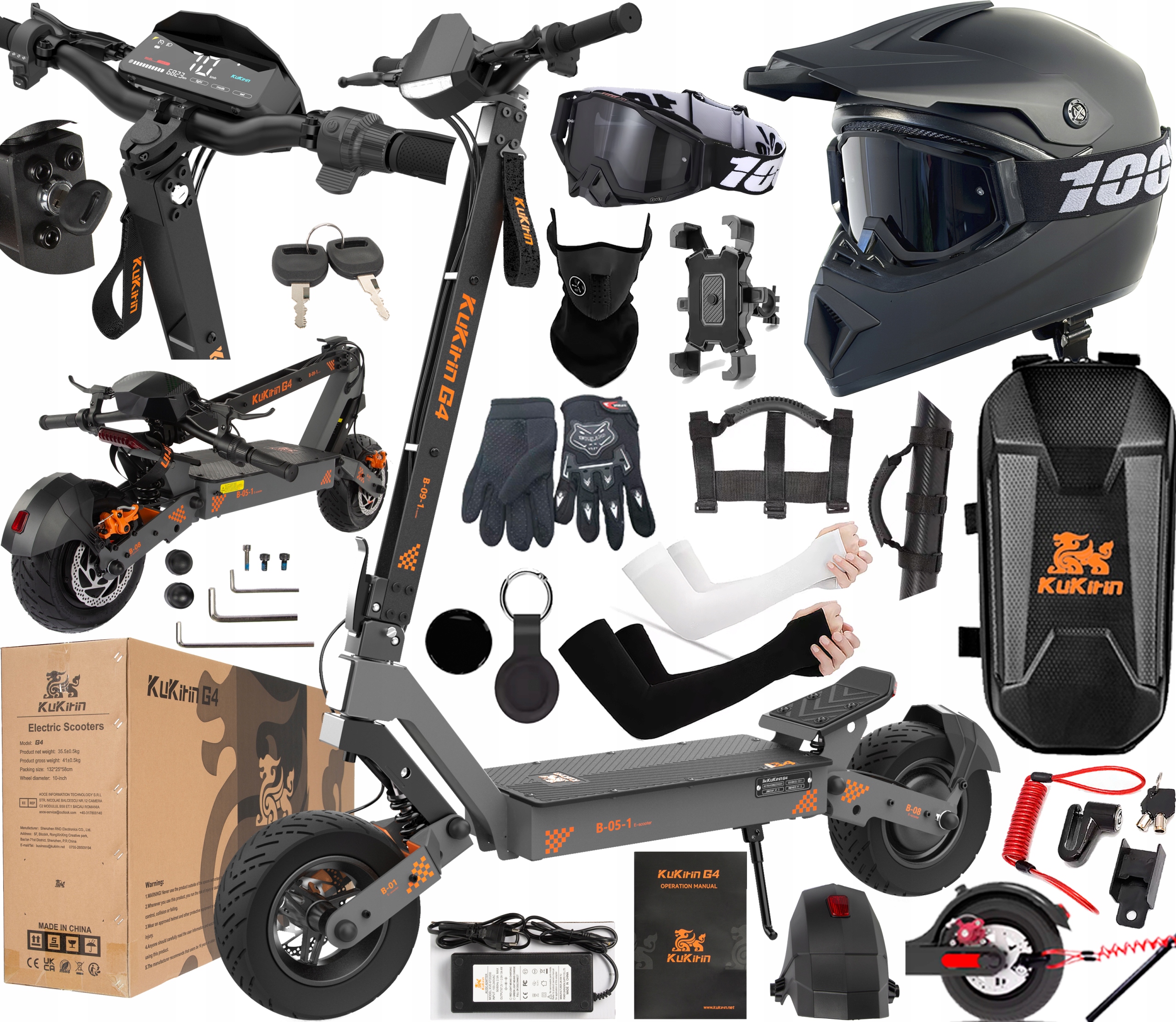 KuKirin G4 Elektrická vozidla 2000W 60V 20Ah 70KM/H 75KM +10 Dárek Pl