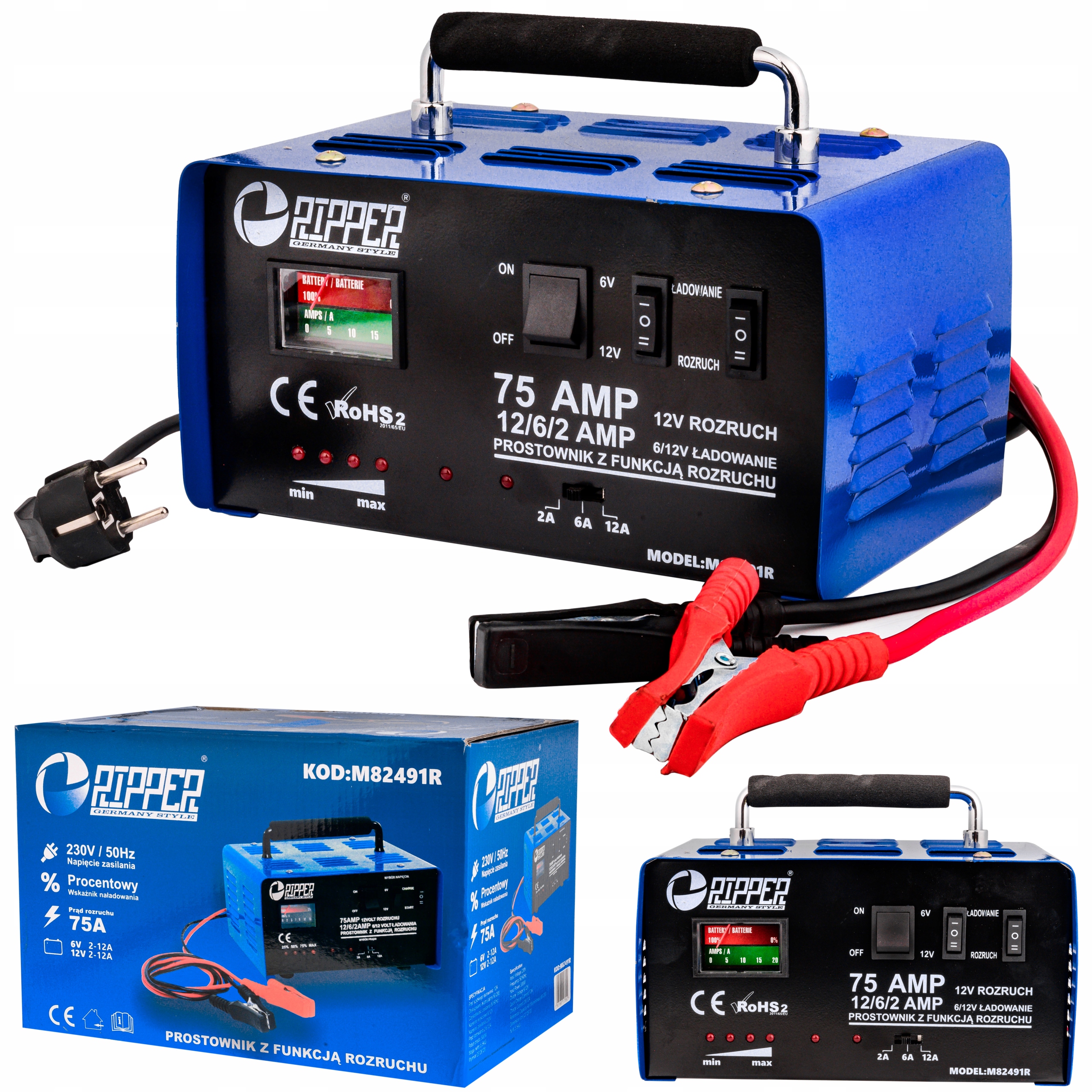 

Prostownik Z Rozruchem 75A 6V 12V Rozruch Do Klemy