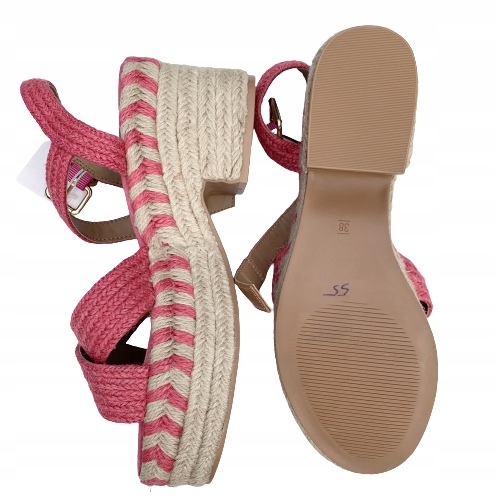 Koturny Nowe H&M 38 Różowe Słomkowe Sandały Marka H&M