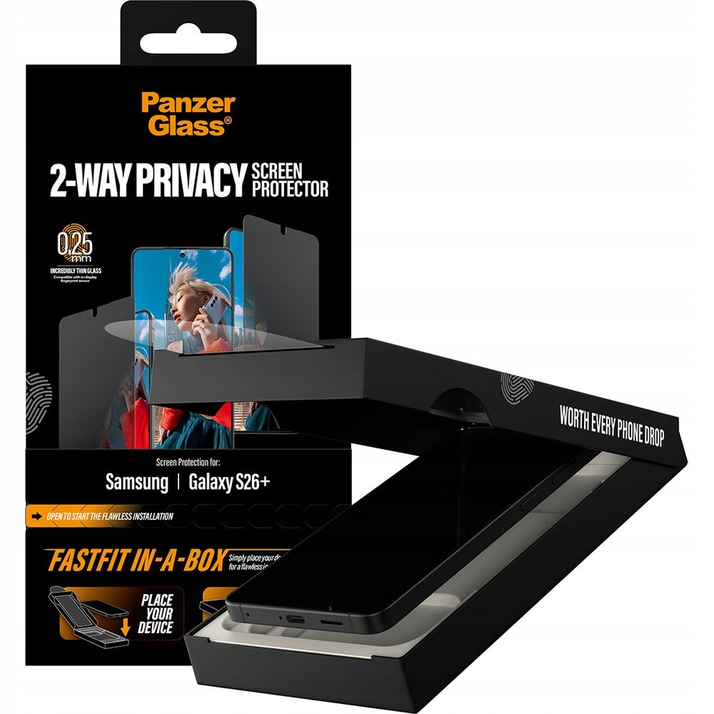 Sklo s privátním filtrem pro Galaxy S26 Plus, PanzerGlass, tajné aplikátor
