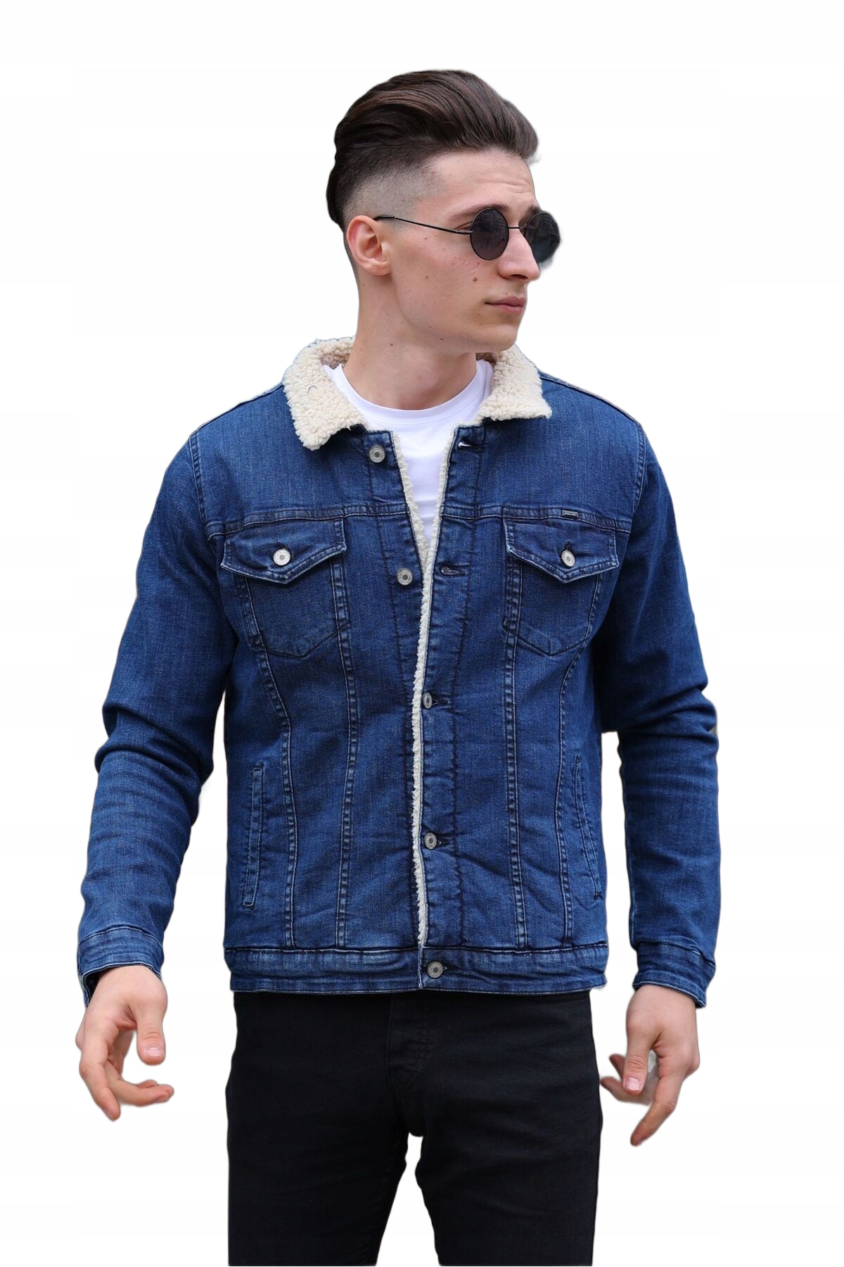 Wekame Modrá Džínová Bunda S Kožíškem A Klopami L Opa