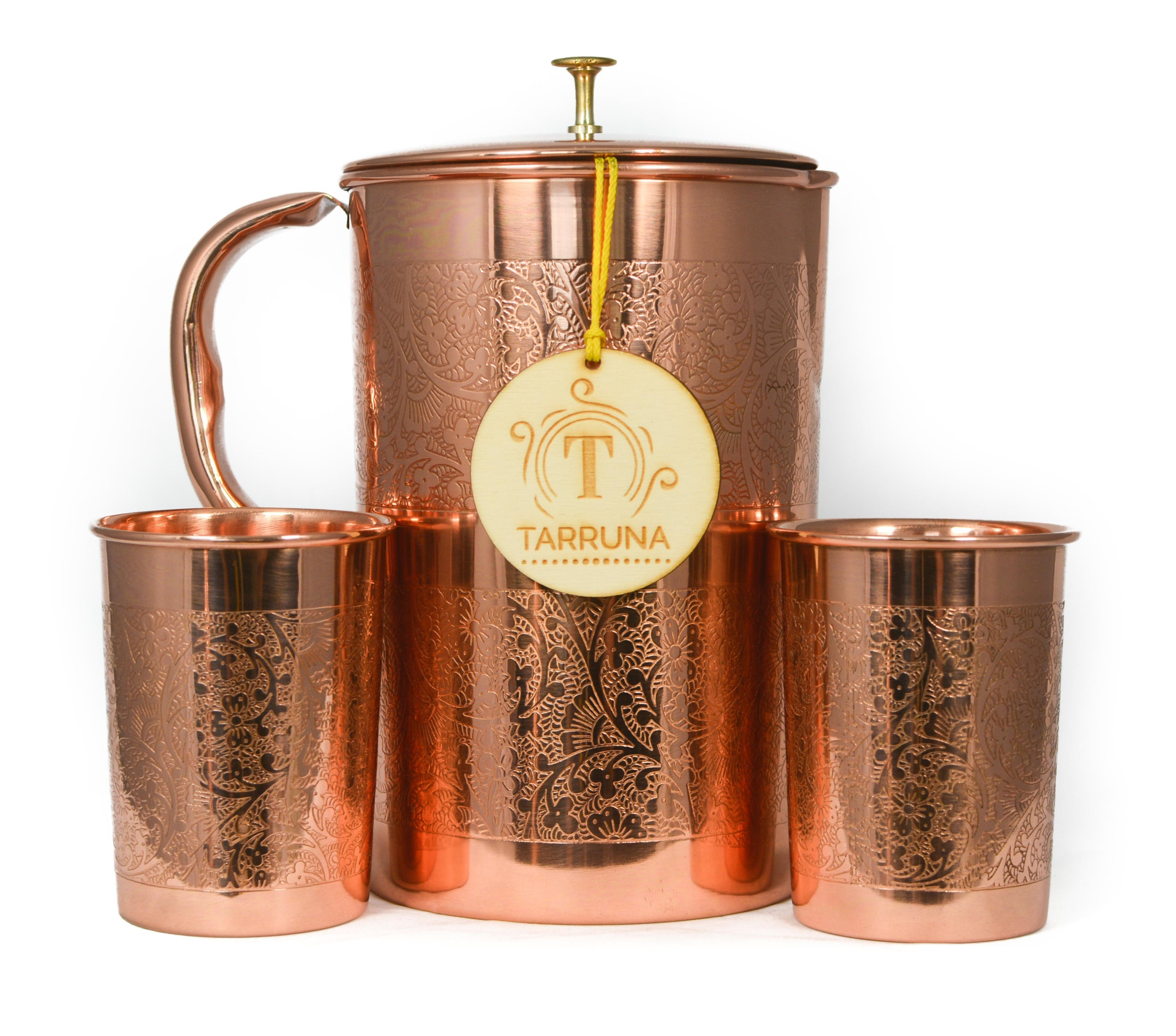 

Komplet Grawer Dzbanek Miedź 2L 2 Naczynia 250ML