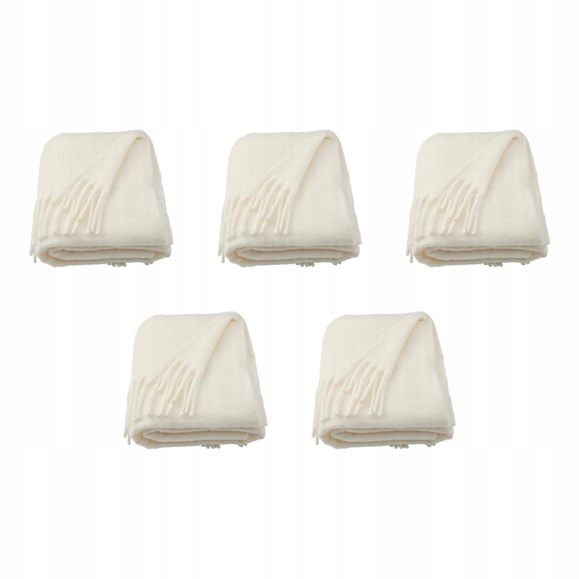 5 ks krémový pléd 130 x 170 cm z recyklovaného polyesteru Klippoxel