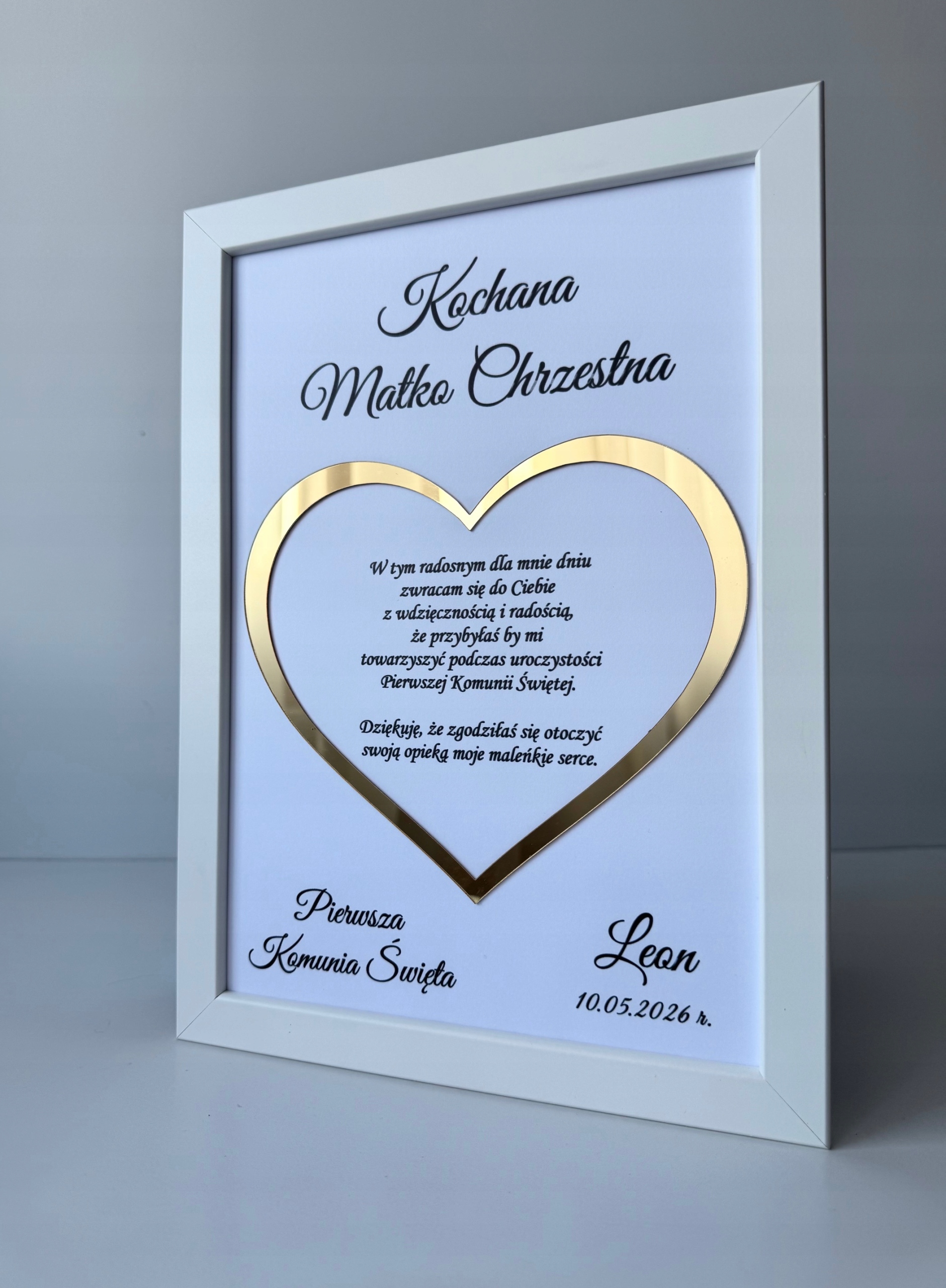 PAMIĄTKA PIERWSZEJ KOMUNII ŚWIĘTEJ RAMKA NA PREZENT MATKA CHRZESTNA PREZENT