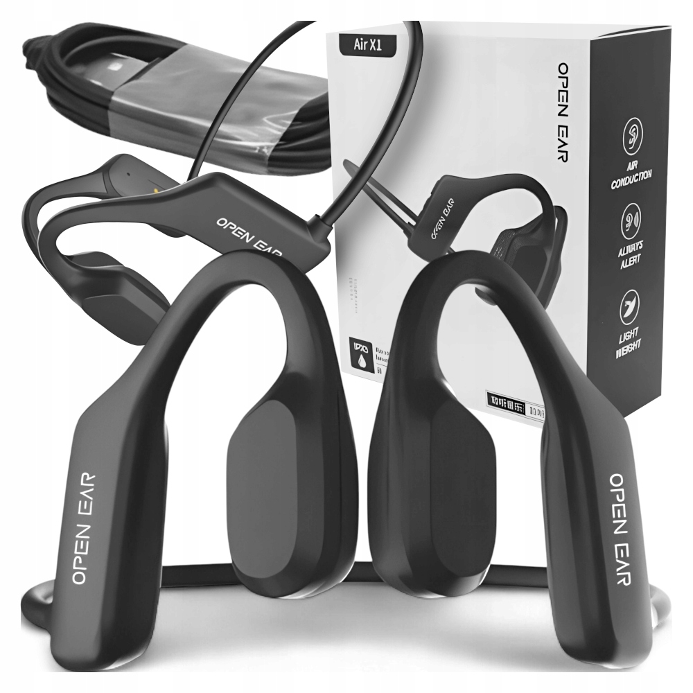 Słuchawki Bezprzewodowe Kostne Openear X1 czarne Bt 5.2 IPX5 Usb-c