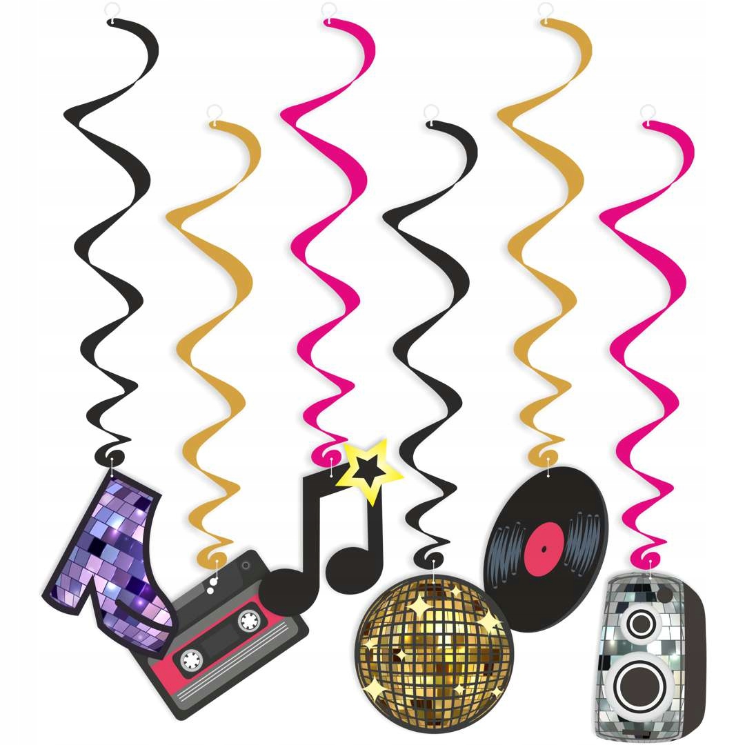 dekoracja ŚWIDERKI wiszące DISCO PARTY lat 80 KULA