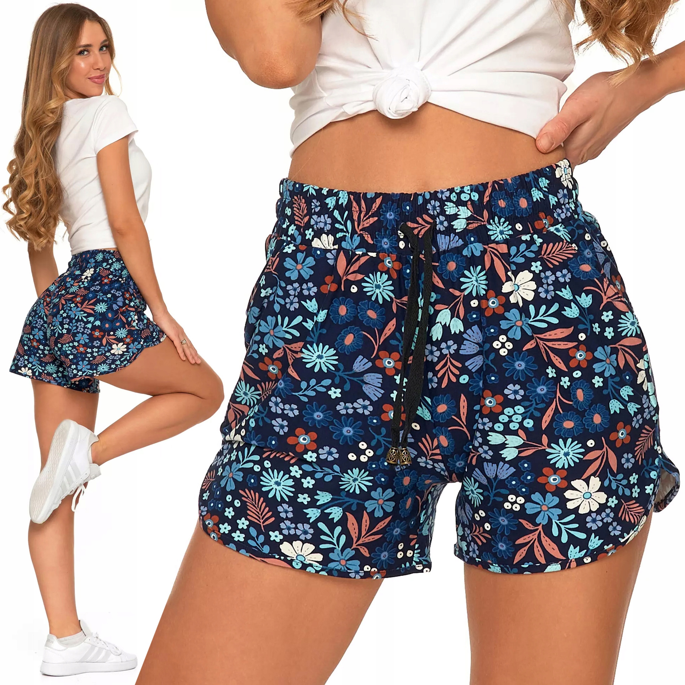 Moraj Šortky barevné krátké pohodlné kraťasy dámské S Vázáním L/XL