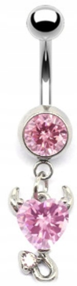 KOLCZYK DO PĘPKA Serduszko, Diabełek SS316L