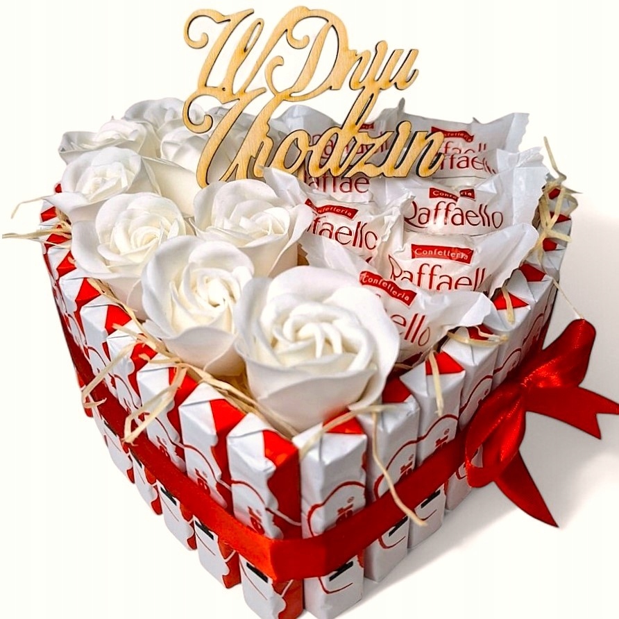 Zestaw prezentowy na 18-ste 20 30 40 urodziny Box Kinder Raffaello 20 cm