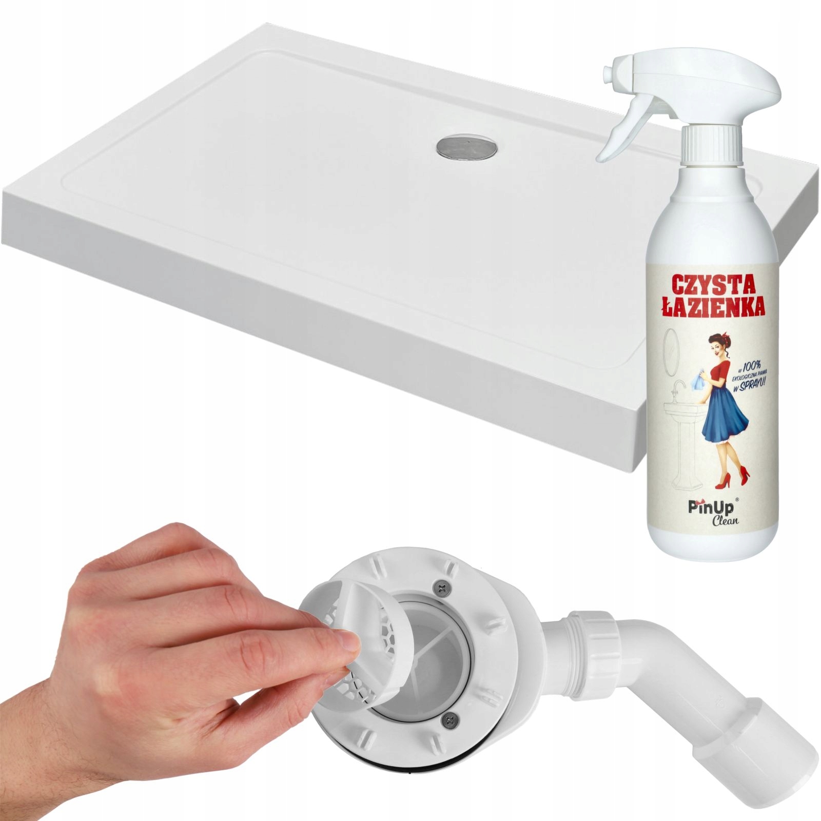 Brodzik 110x80 prostokątny antybakteryjny prysznicowy wysoki biały Standard